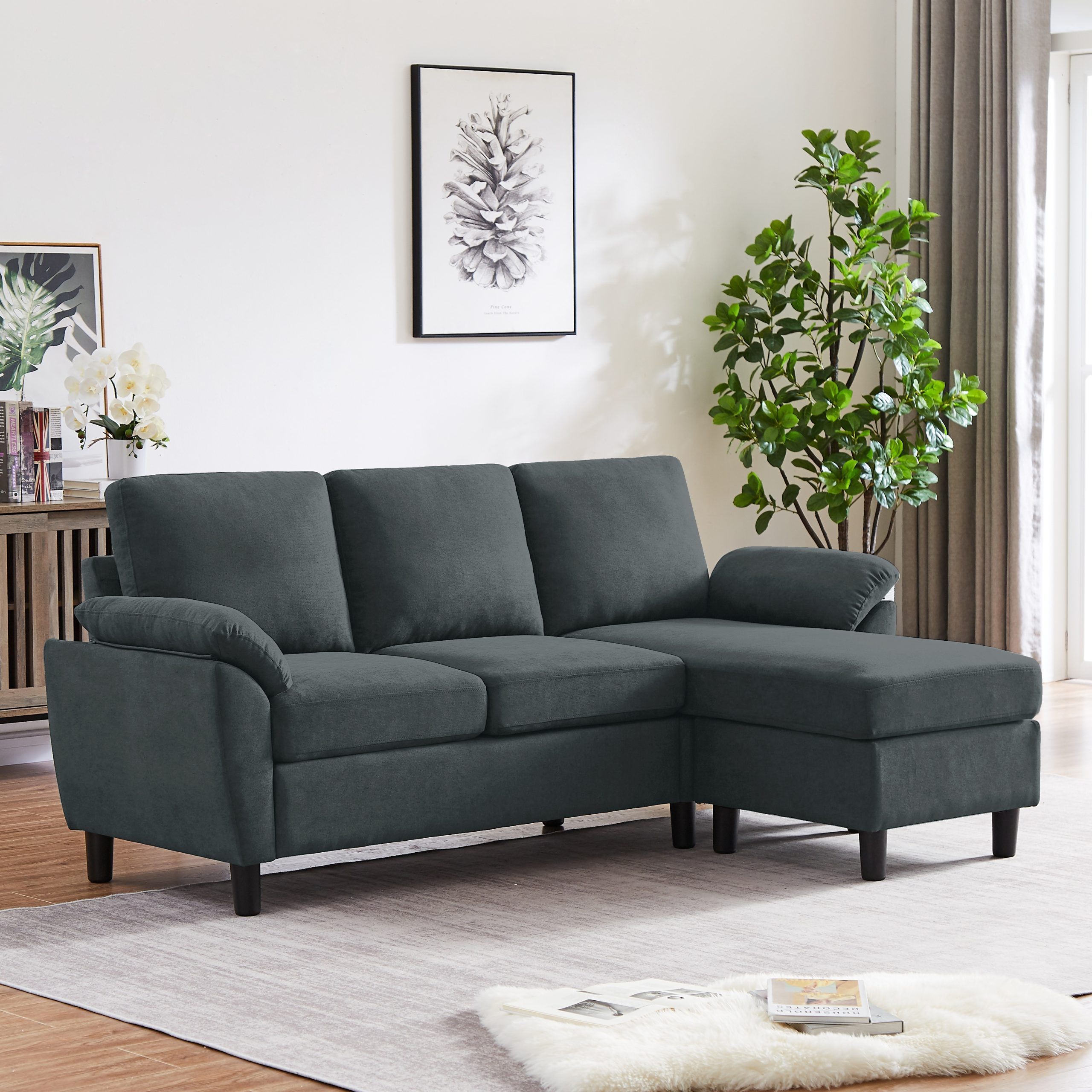 Modern Sectional Sofa Couch L Shaped With Removable Armrest, Convertible  Couch With Reversible Ottoman For Living Room – Bed Bath & Beyond – 36983057 Regarding L Shape Couches With Reversible Chaises (View 8 of 15)