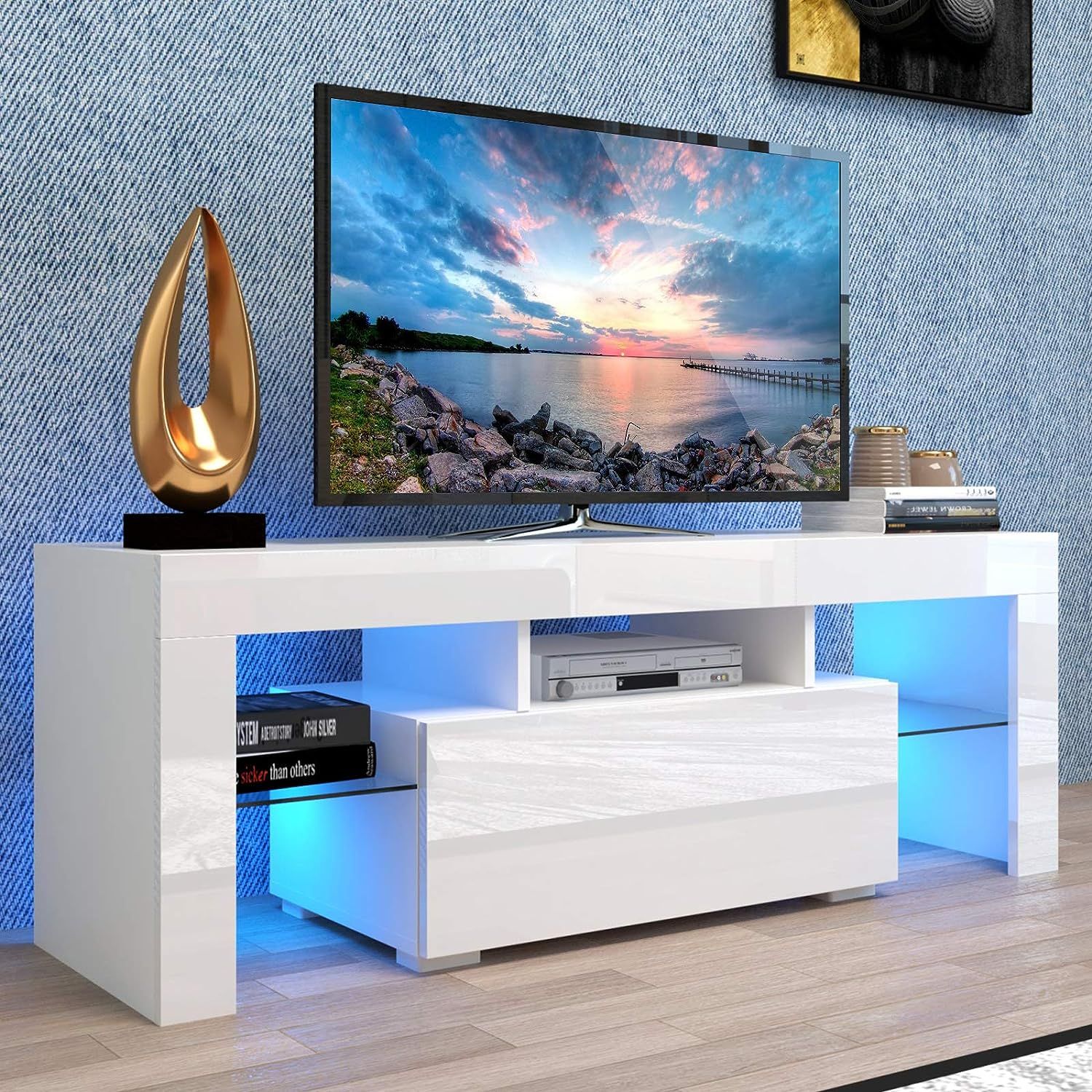 Modern Tv Stand Entertainment Center With 20 Color India | Ubuy With Regard To Modern Stands With Shelves (View 11 of 15)