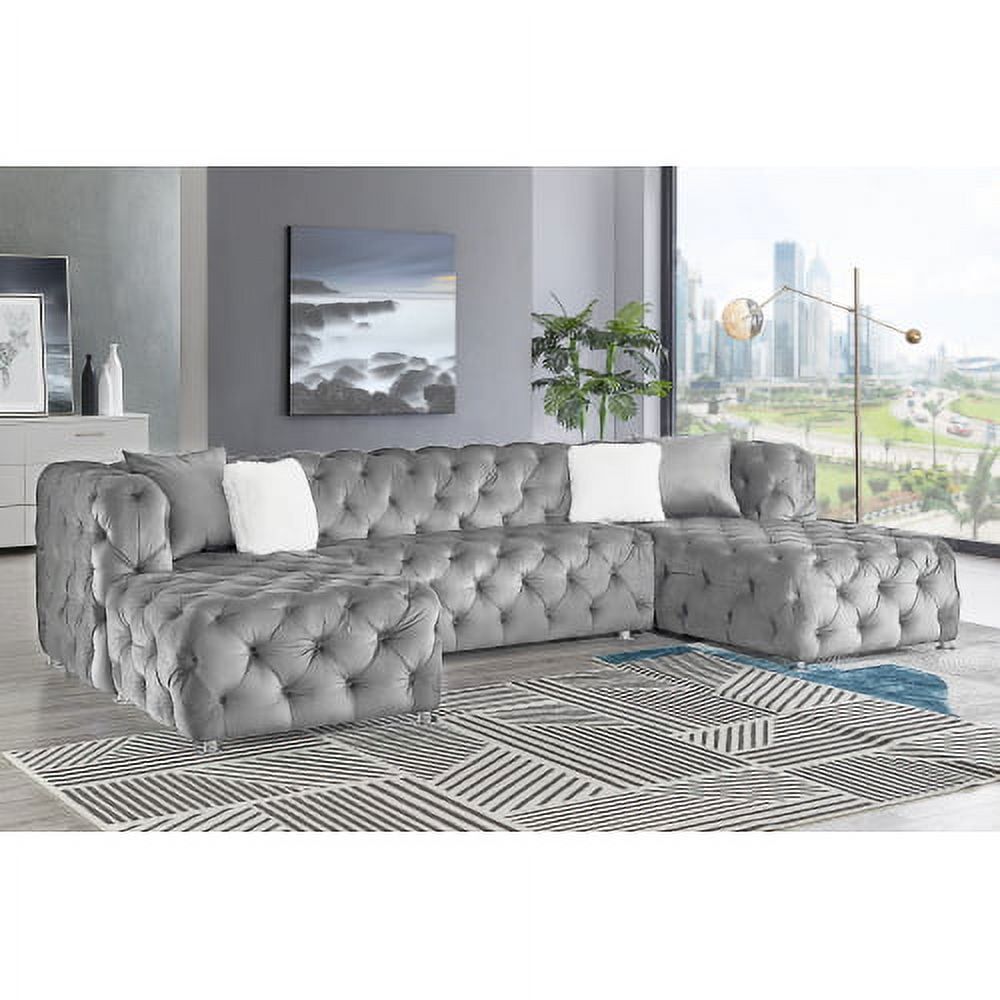 Modern U Shape Sectional Sofa, Soft Linen Fabric Sectional Couch, Modern  Sectional Sofa Sets, Double Wide Chaise Lounge Couch With Modern Metal Feet  For Apartment, Living Room, Dorm, Gray – Walmart With Modern U Shape Sectional Sofas In Gray (Photo 7 of 15)