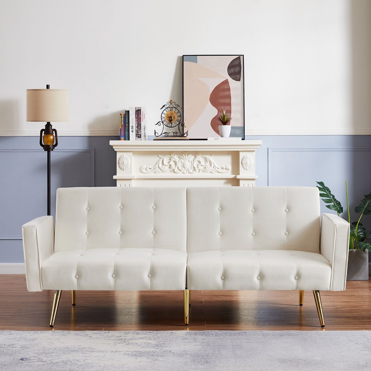 Modern Velvet Folding Loveseat Sofa Bed Button Tufted Convertible Sleeper  Couch | Ebay In Tufted Convertible Sleeper Sofas (View 11 of 15)