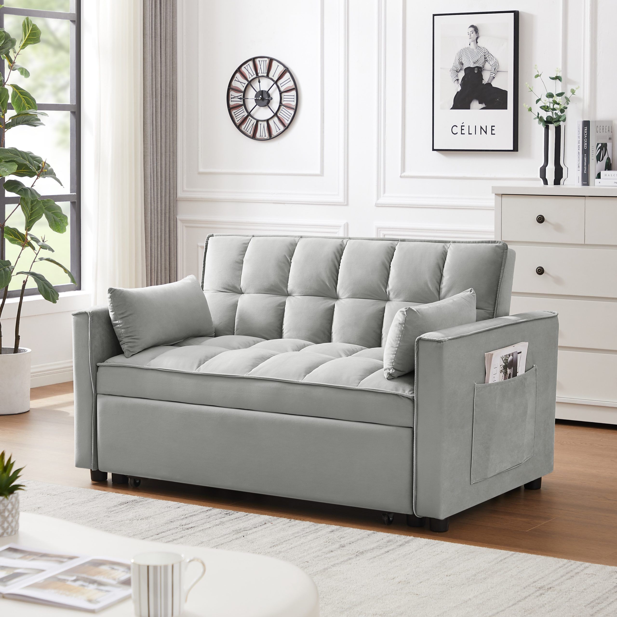 Modern Velvet Loveseat Futon Sofa Couch Pullout Bed, Small Love Seat Lounge  Sofa ,3 In 1 Convertible Sleeper Sofa Bed – On Sale – Bed Bath & Beyond –  37210259 Intended For Small Love Seats In Velvet (View 14 of 15)