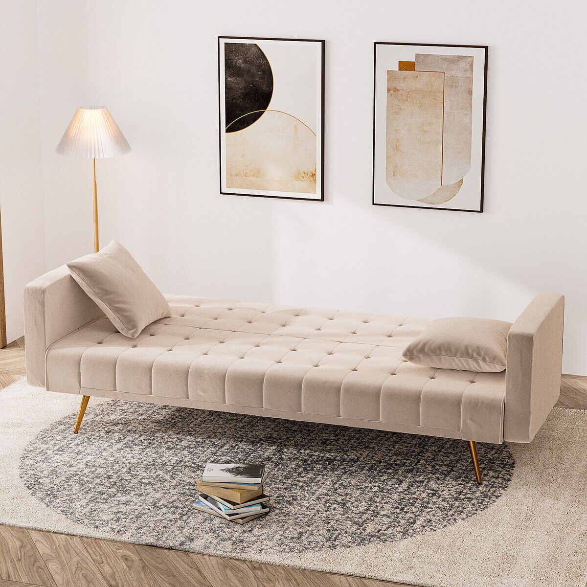 Modern Velvet Sofa Convertible Sleeper Bed Upholstered Sofas Recliner Couch  | Ebay Intended For Modern Velvet Sofa Recliners With Storage (View 4 of 15)