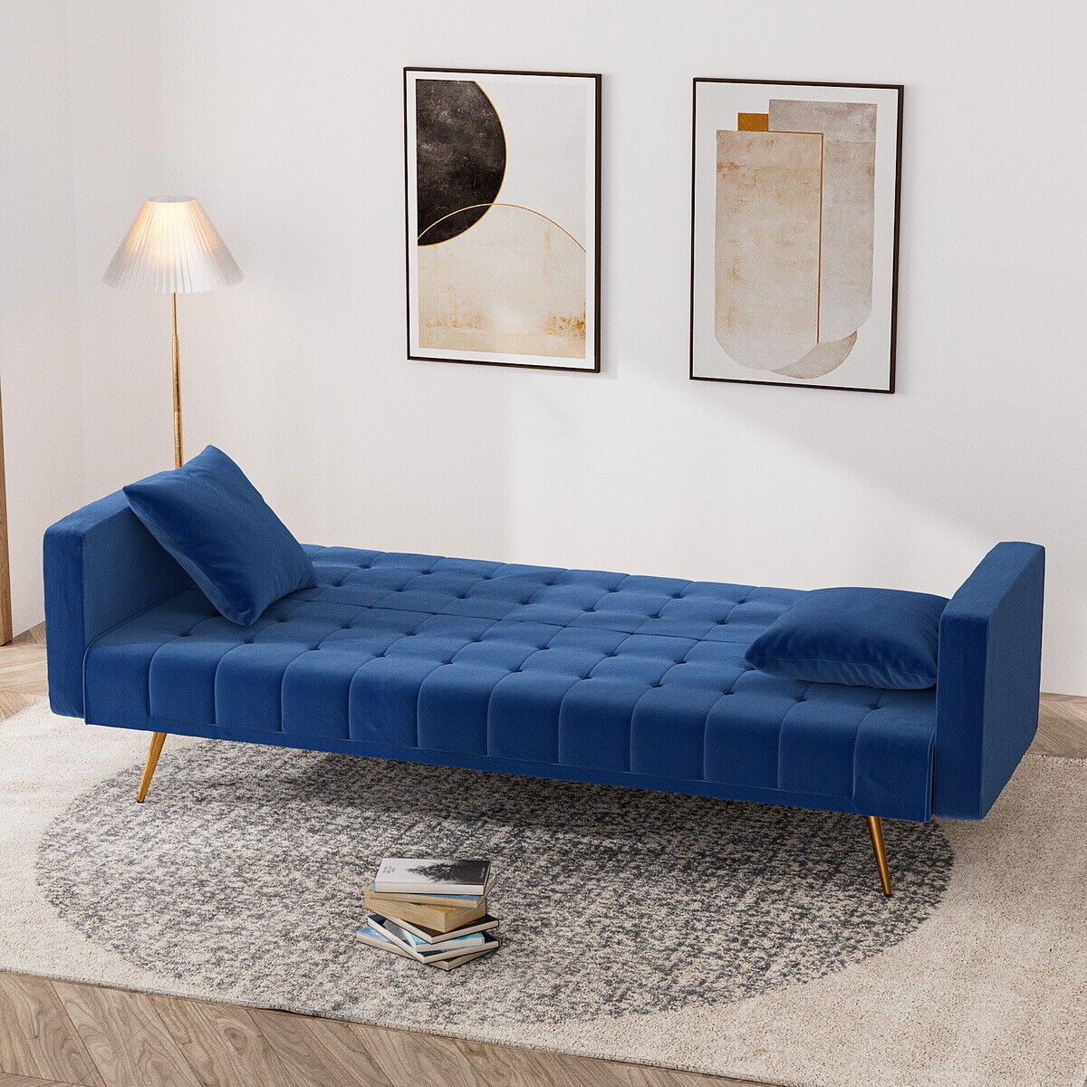 Modern Velvet Sofa Convertible Sleeper Bed Upholstered Sofas Recliner Couch  | Ebay Pertaining To Modern Velvet Sofa Recliners With Storage (Photo 7 of 15)