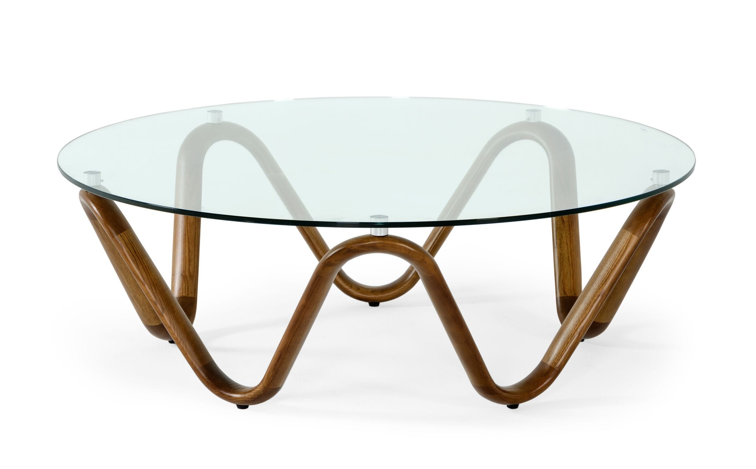 Modrest Lassen – Modern Glass & Walnut Coffee Table With Glass Top Coffee Tables (View 12 of 15)