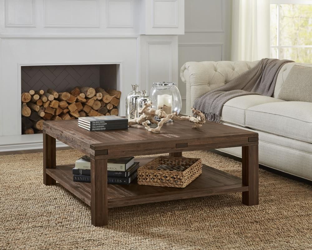 Modus Furniture Meadow Brick Brown Wood Rustic Coffee Table With Storage In  The Coffee Tables Department At Lowes Regarding Brown Rustic Coffee Tables (Photo 2 of 15)