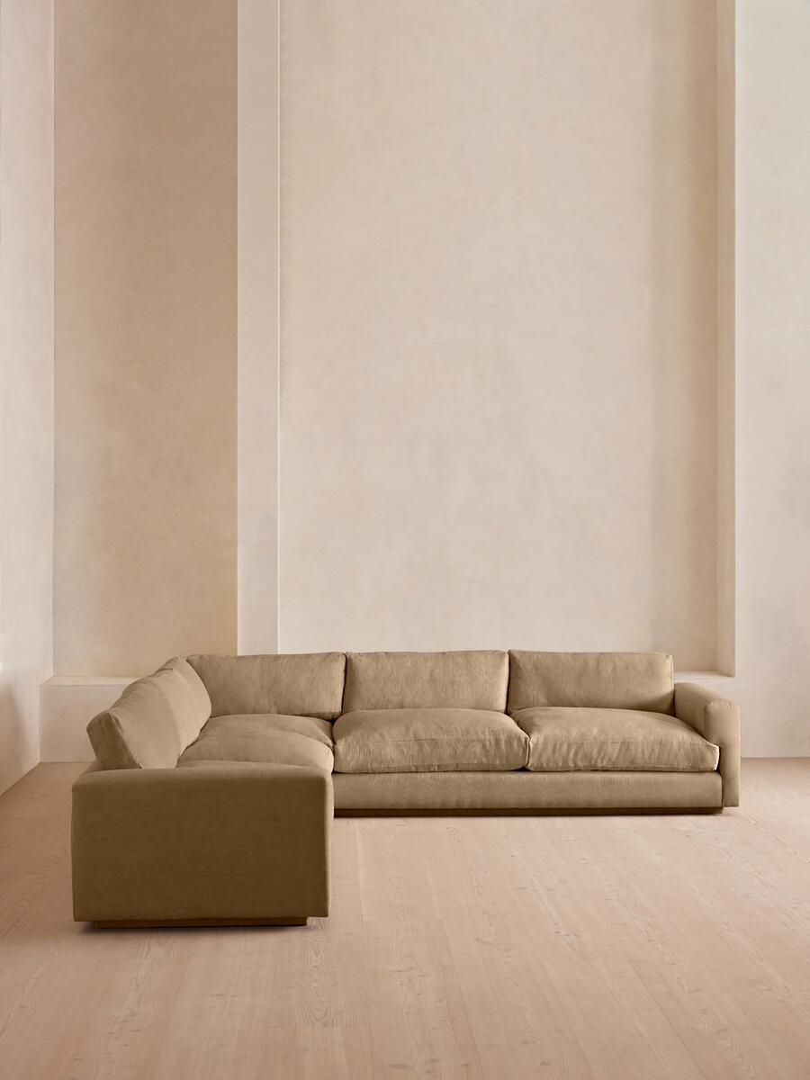 Mossley Corner Sofa, Linen, Wheat – Soho Home Inside Microfiber Sectional Corner Sofas (View 11 of 15)