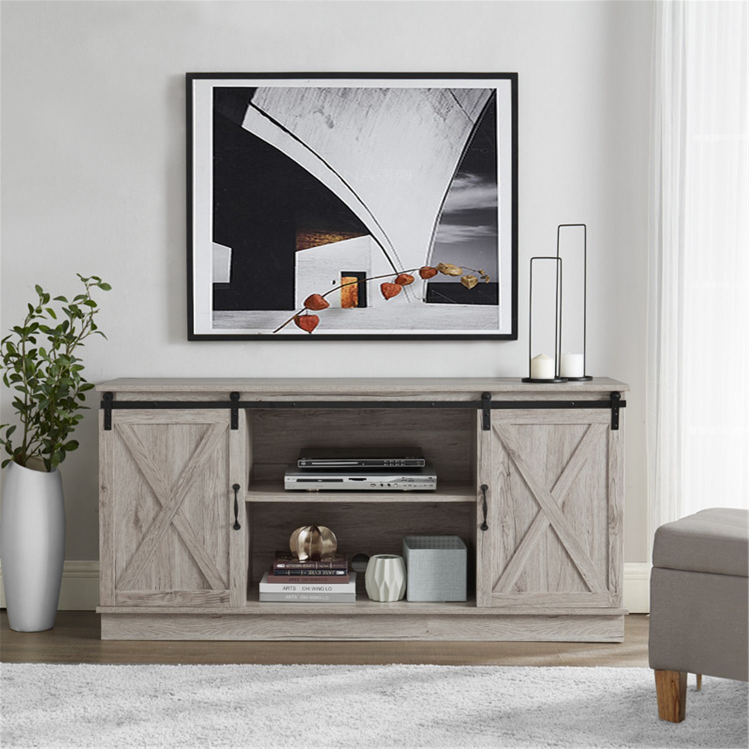 Naomi Home Rylee Farmhouse Style 60" Tv Console Cabinet With Sliding Barn  Doors – Naomi Home Inside Modern Farmhouse Barn Tv Stands (Photo 13 of 15)