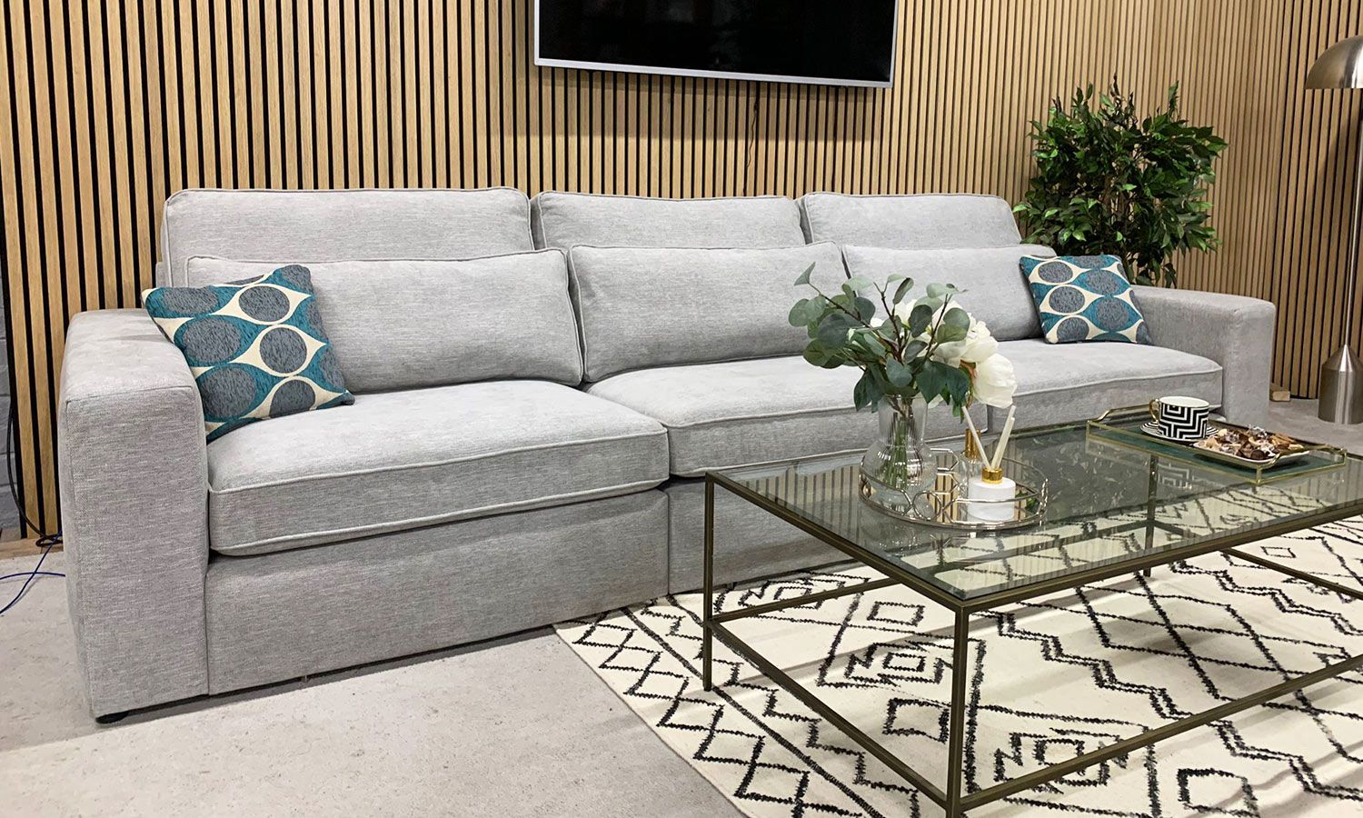 Navagio Light Grey Ascot Fabric 3 Seater Sofa – Sofas & Friends Inside Sofas In Light Grey (Photo 14 of 15)