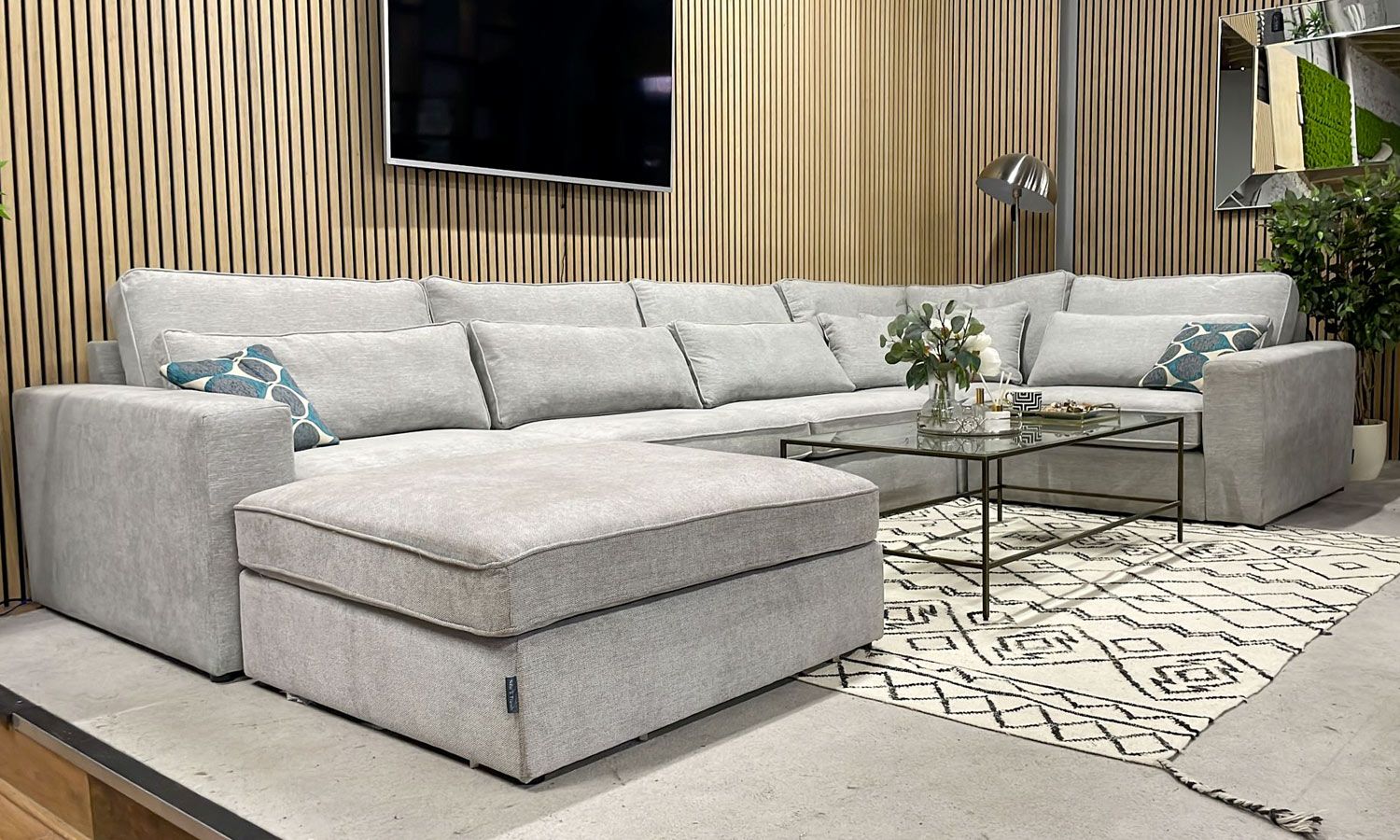 Navagio Light Grey Ascot Fabric U Shaped Sofa – Sofas & Friends Within Sofas In Light Grey (View 7 of 15)