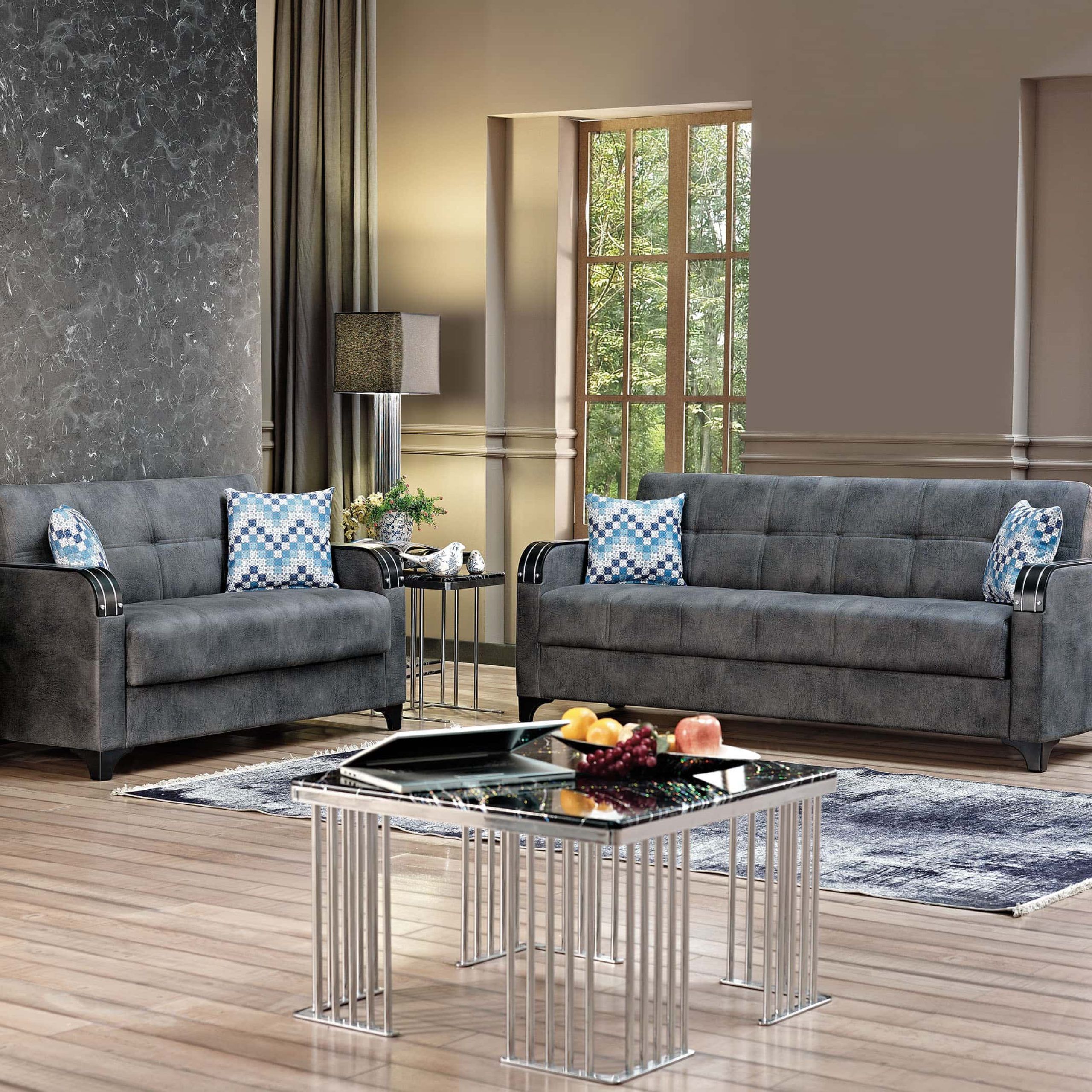 Nebraska Dark Gray Leather Sofa Bedempire Furniture Usa Intended For Sofas In Dark Gray (View 14 of 15)