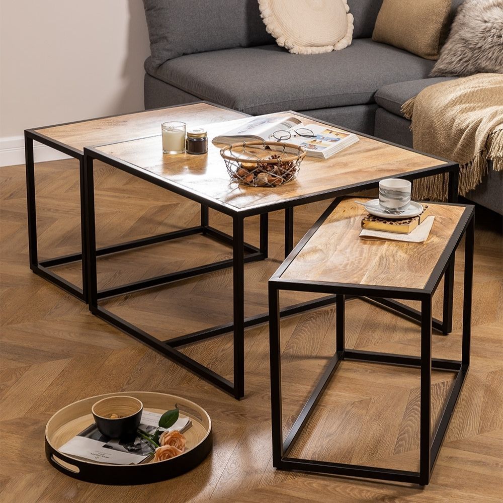 Nesting Coffee Table Set Of 3 In Small And Big Size Throughout Coffee Tables Of 3 Nesting Tables (Photo 15 of 15)