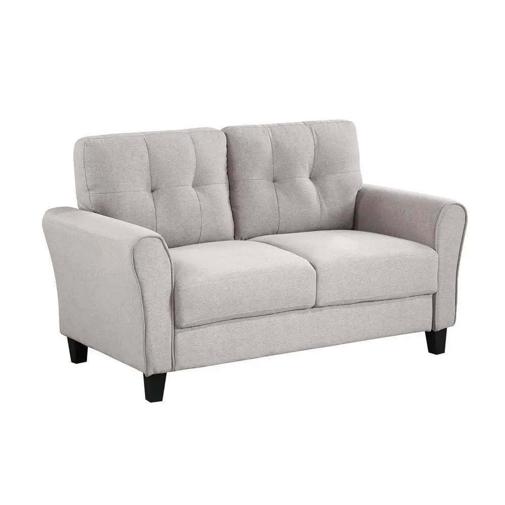 New Practical Modern 57.5" Loveseat Linen Upholstered Couch Light Grey  2 Seat | Ebay For Modern Light Grey Loveseat Sofas (Photo 9 of 15)