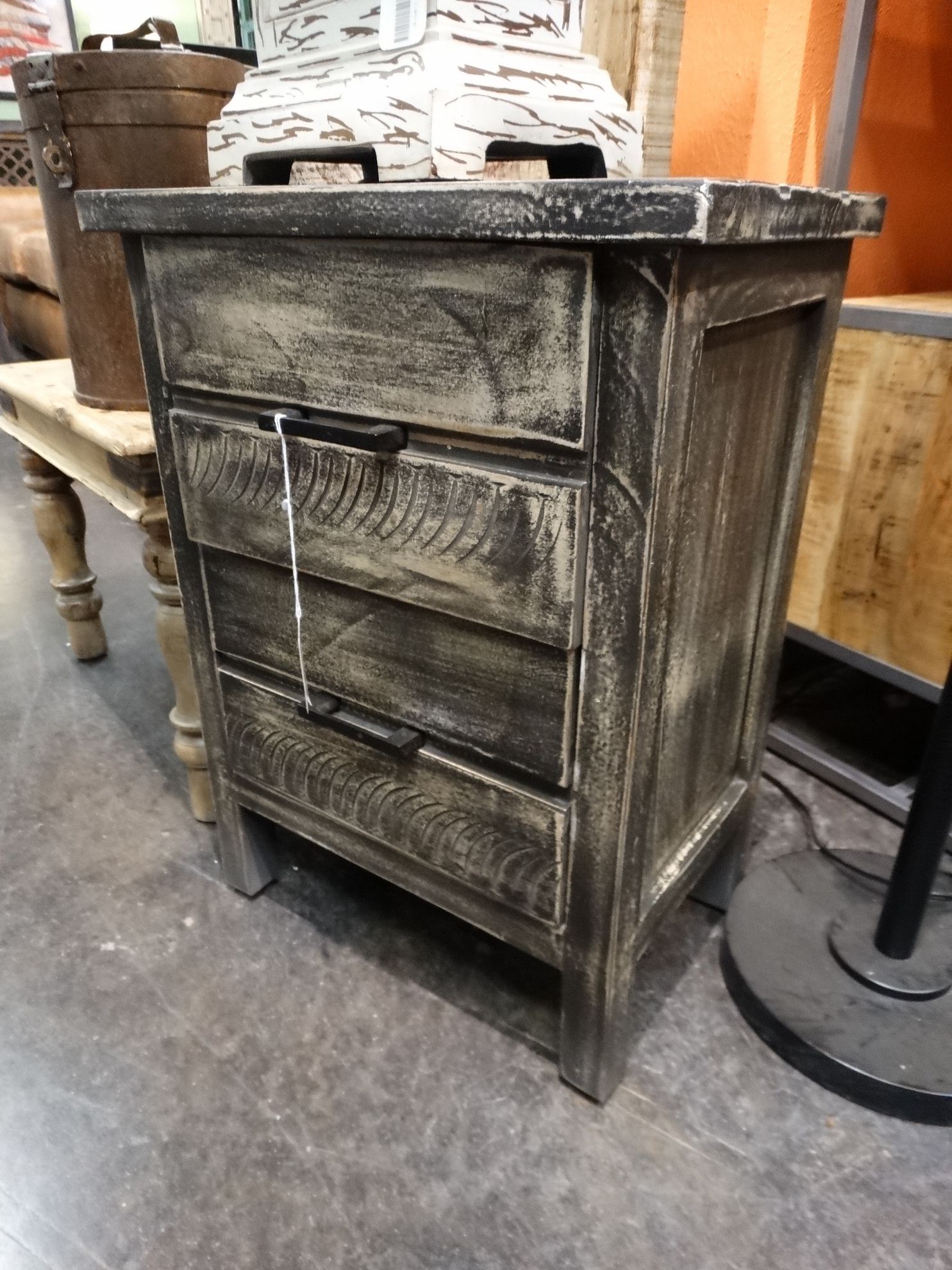 Nightstand End Table With Two Drawers Gray – Rare Finds Warehouse Within Rustic Gray End Tables (Photo 11 of 15)