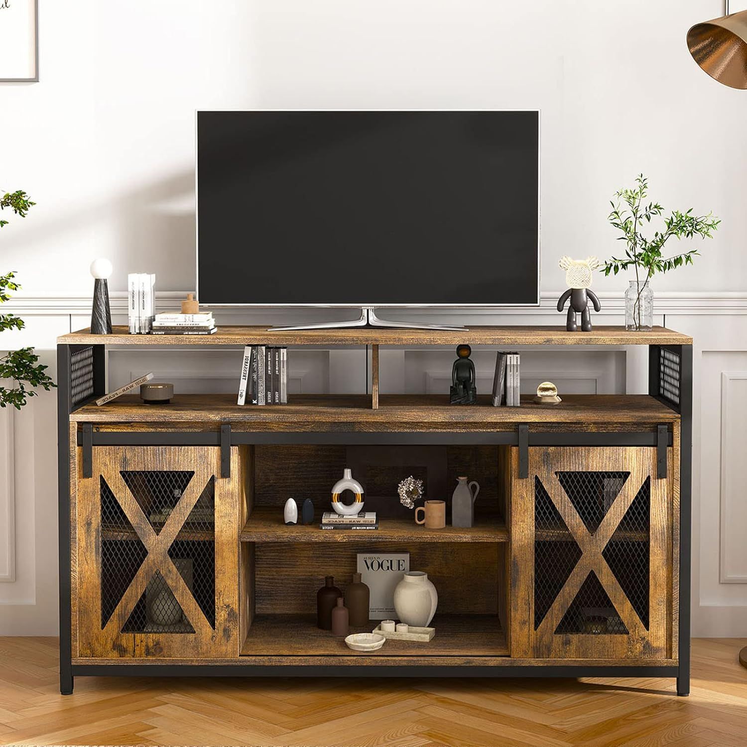 Nolany Tv Stand With Sliding Barn Doors, India | Ubuy With Regard To Barn Door Media Tv Stands (View 10 of 15)