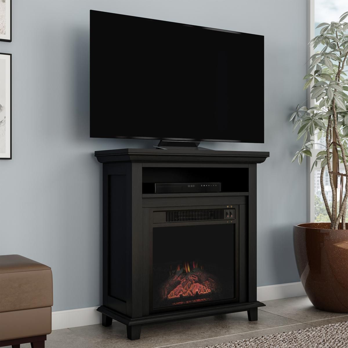 Northwest 29" Electric Fireplace Tv Stand – Black – 9842629 | Hsn In Tv Stands With Electric Fireplace (View 9 of 15)