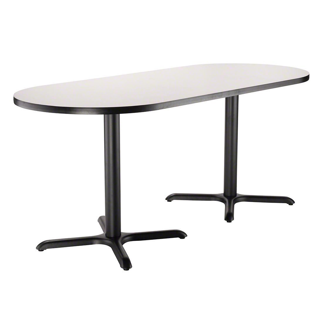 Nps® 30X72 Racetrack Café Table W/X Base, Hpl Top 30"H Ct43072Xd | Stagedrop Intended For White T Base Seminar Coffee Tables (View 5 of 15)