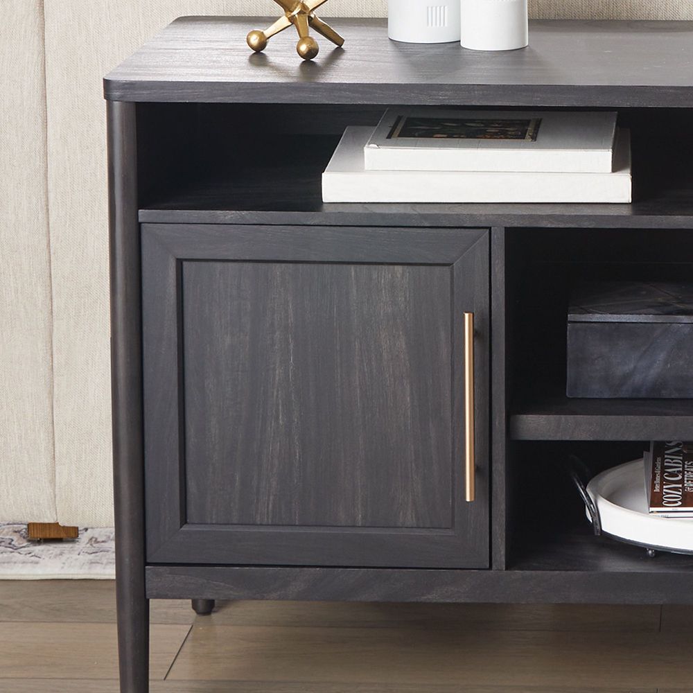 Oaklee 60In Charcoal Tv Console | Whalen Furniture Throughout Oaklee Tv Stands (View 8 of 15)