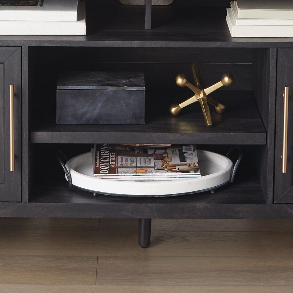 Oaklee 60In Charcoal Tv Console | Whalen Furniture With Regard To Oaklee Tv Stands (View 9 of 15)