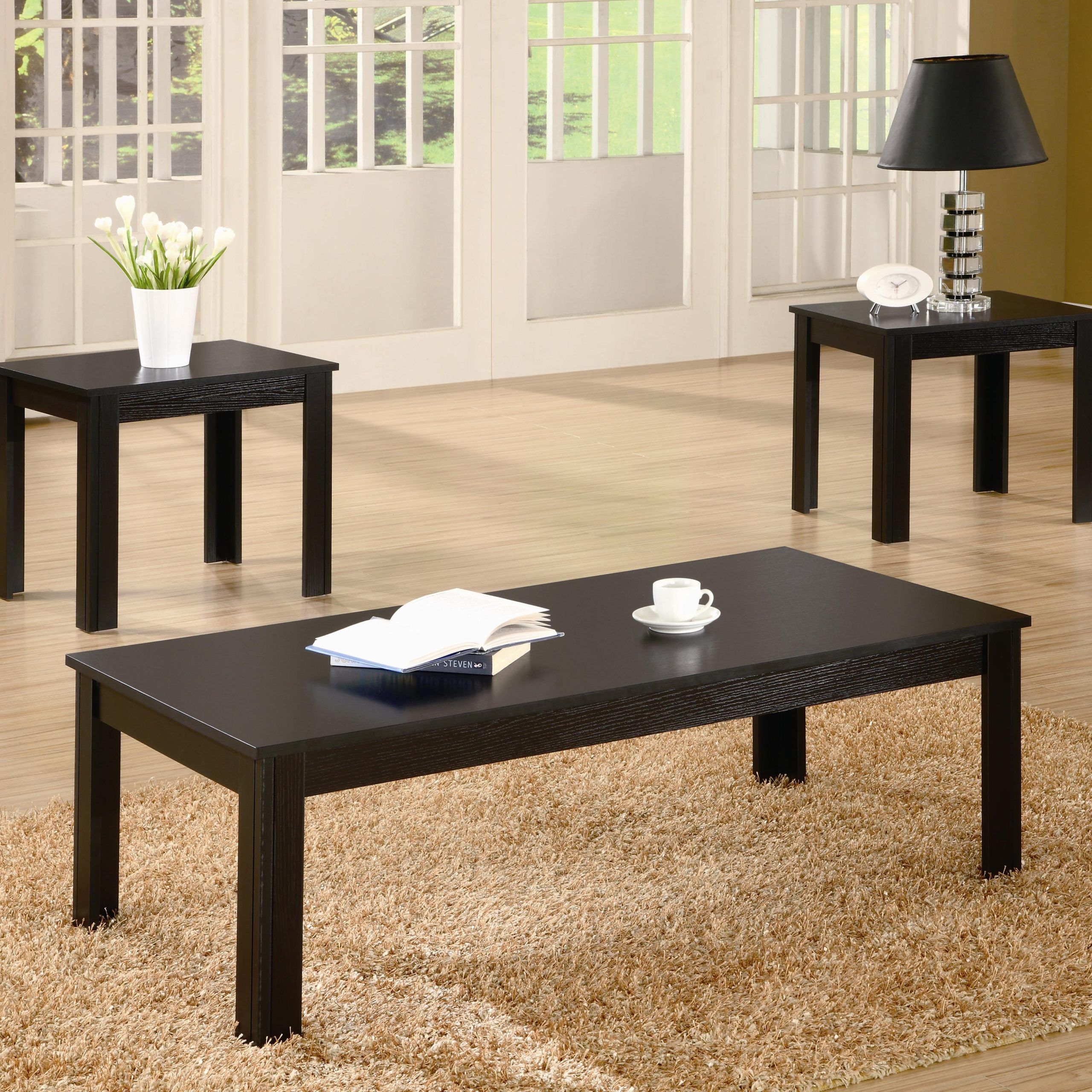 Occasional Table Sets 74737 Black Finish Coffee | 3 Pc Occasional Set | 7  Day Furniture | Occasional Groups Intended For Occasional Coffee Tables (Photo 13 of 15)