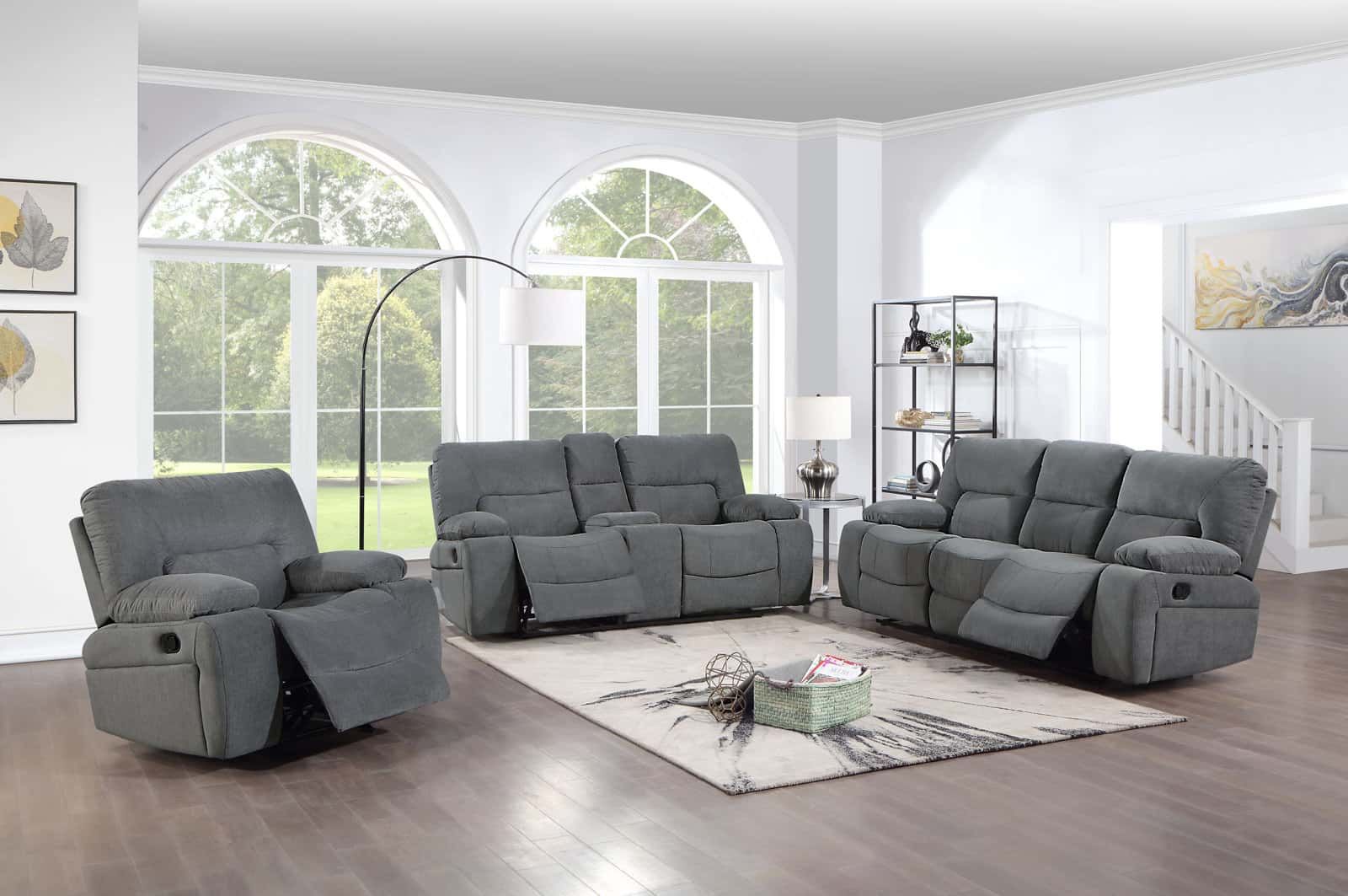Ohio Gray Microfiber Sofa & Loveseatgalaxy Furniture For 2 Tone Chocolate Microfiber Sofas (Photo 10 of 15)