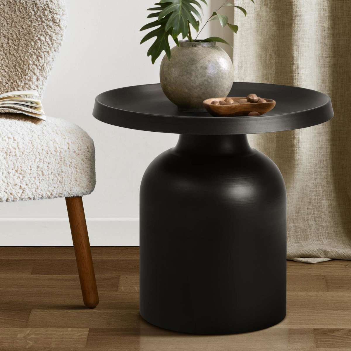 Oikiture Coffee Side Table Round Bedside Sofa Tea End Tables Steel Metal  Black 1Ea | Woolworths Throughout Metal Side Tables For Living Spaces (View 5 of 15)