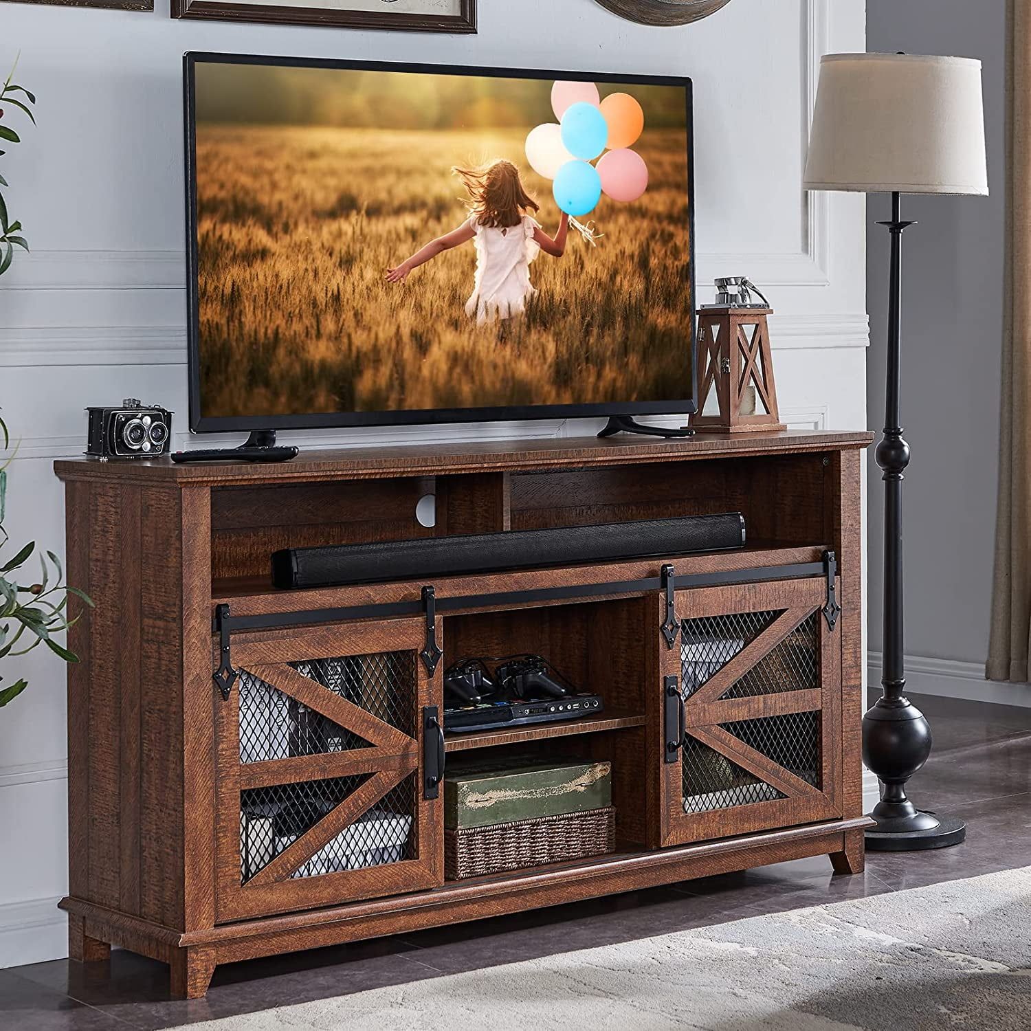 Okd Farmhouse Tv Stand For 65+ Inch Tv, Industrial Media Entertainment  Center, Reclaimed Barnwood – Walmart Inside Farmhouse Media Entertainment Centers (View 7 of 15)