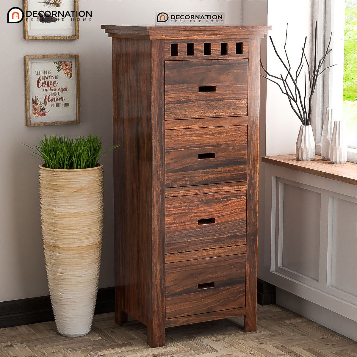Paphos Wooden 4 Drawer Storage Cabinet – Decornation For Wood Cabinet With Drawers (View 2 of 15)