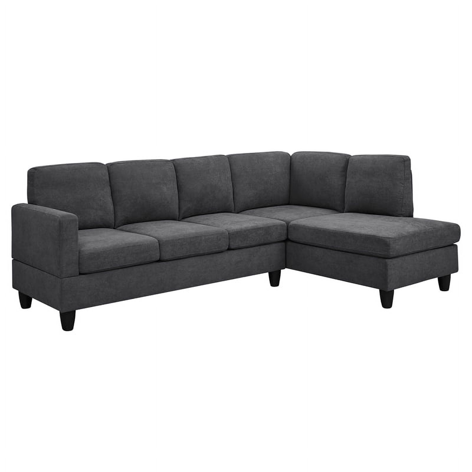 Partner Furniture Polyester Fabric 95.25 Wide Sofa & Chaise In Dark Gray –  Walmart Within Dark Grey Polyester Sofa Couches (Photo 9 of 15)