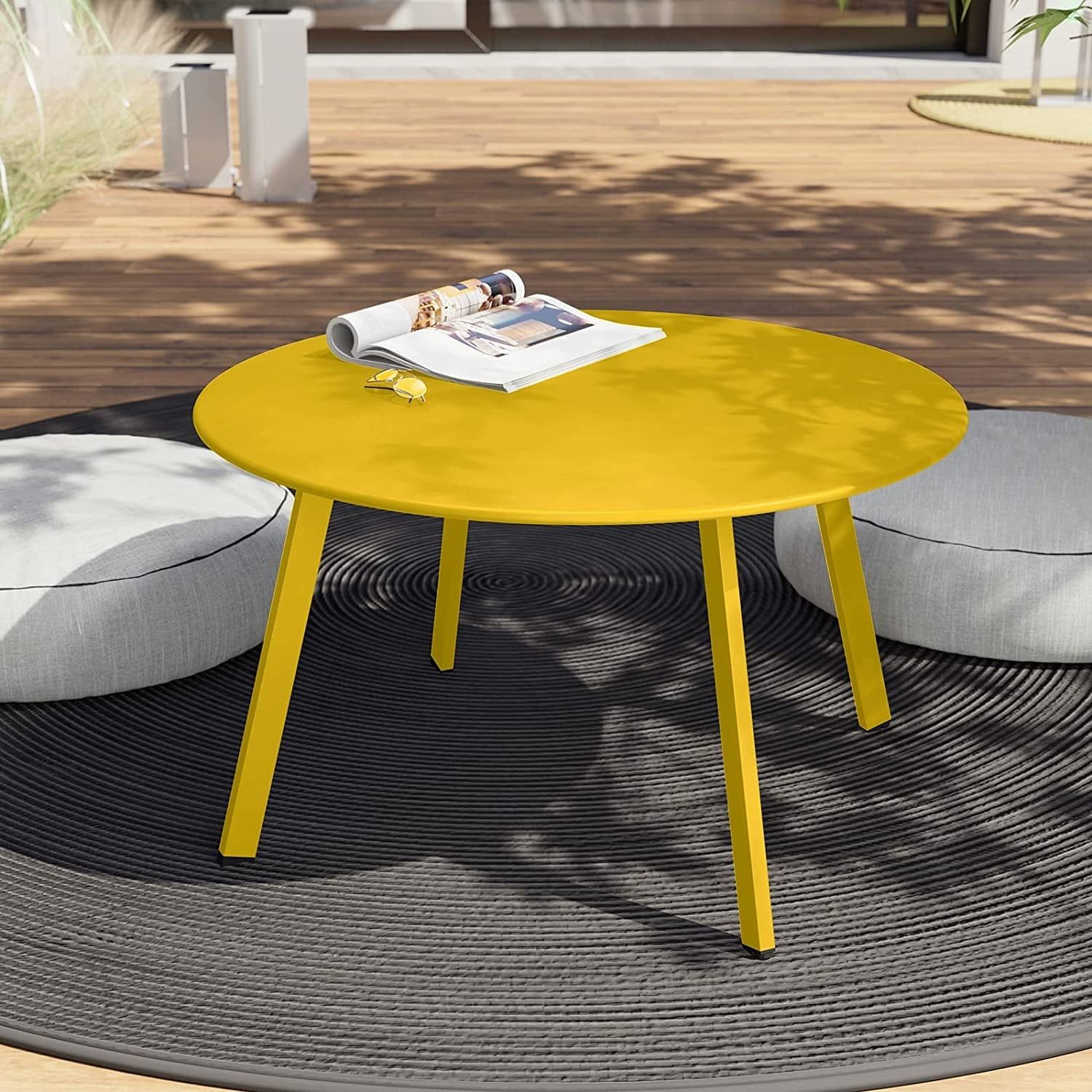 Patio Round Steel Patio Coffee Table, Weather Resistant Outdoor Large Side  Table – Bed Bath & Beyond – 35766903 Intended For Round Steel Patio Coffee Tables (Photo 1 of 15)