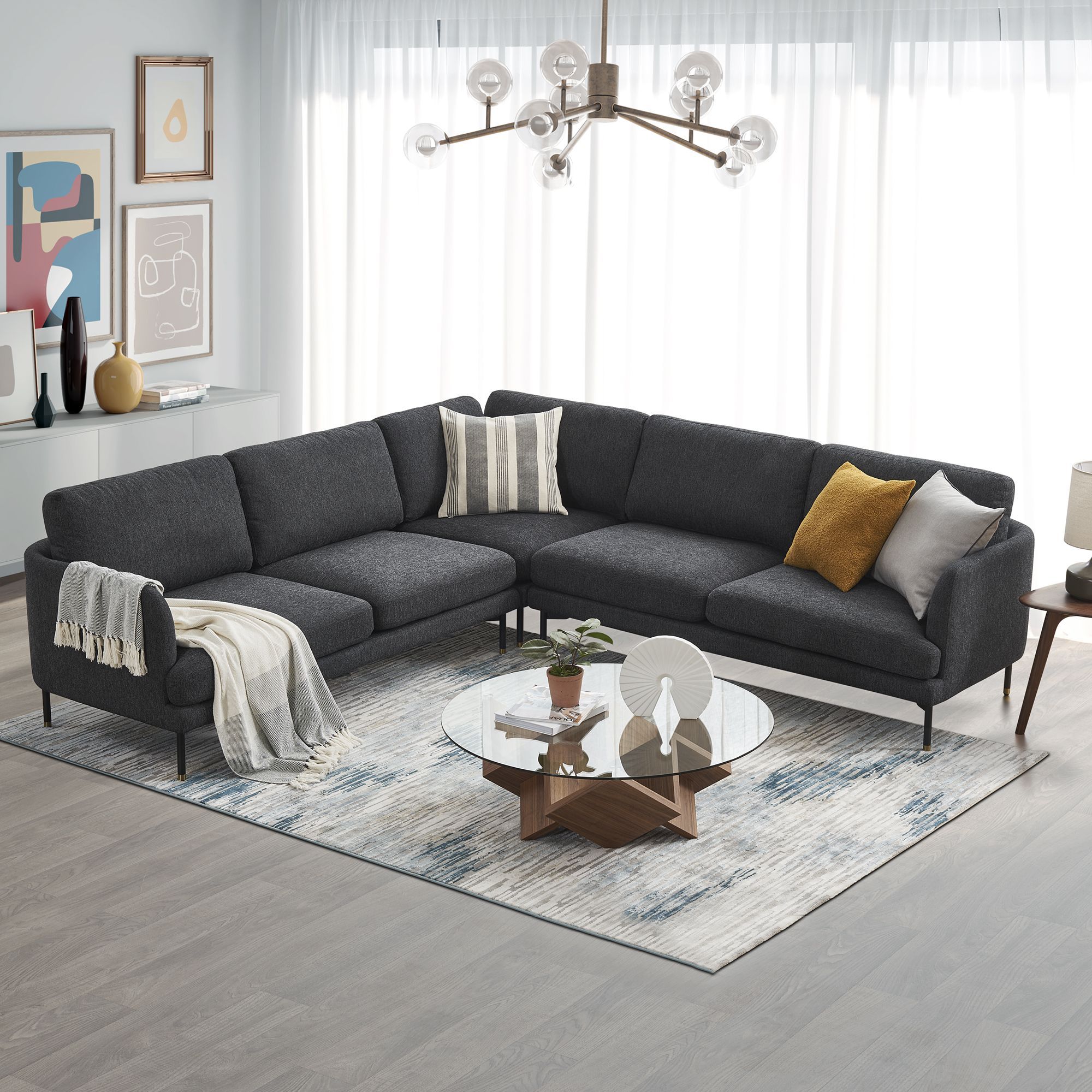 Pebble L Shape Sectional Sofa | Castlery | Dark Grey Sofa Living Room, Grey  Sofa Living Room, Living Room Color Schemes Intended For Dark Gray Sectional Sofas (View 10 of 15)
