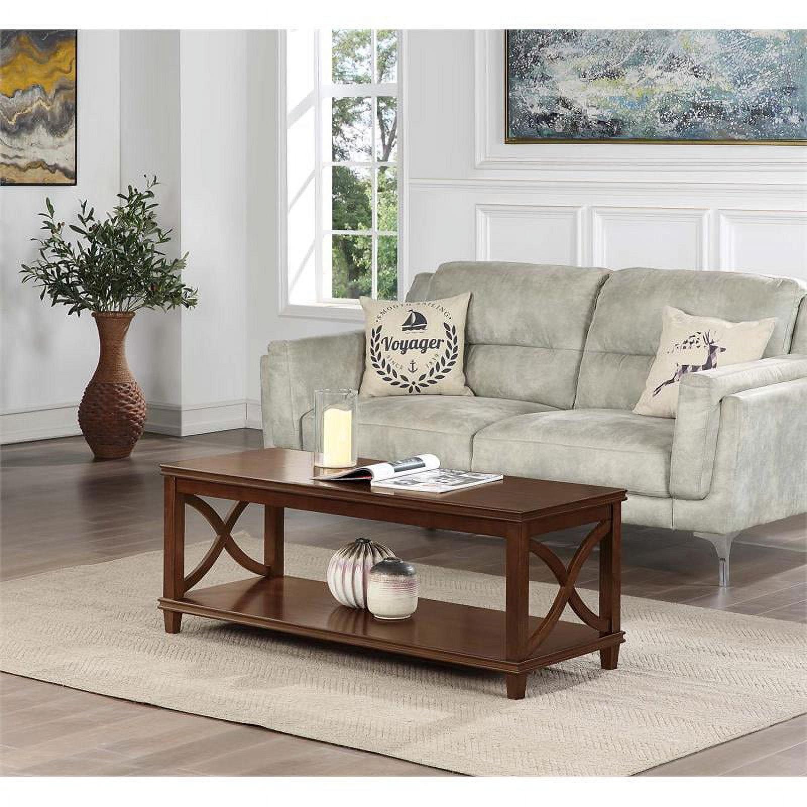 Pemberly Row Coffee Table In Espresso Wood Finish – Walmart Throughout Espresso Wood Finish Coffee Tables (Photo 1 of 15)