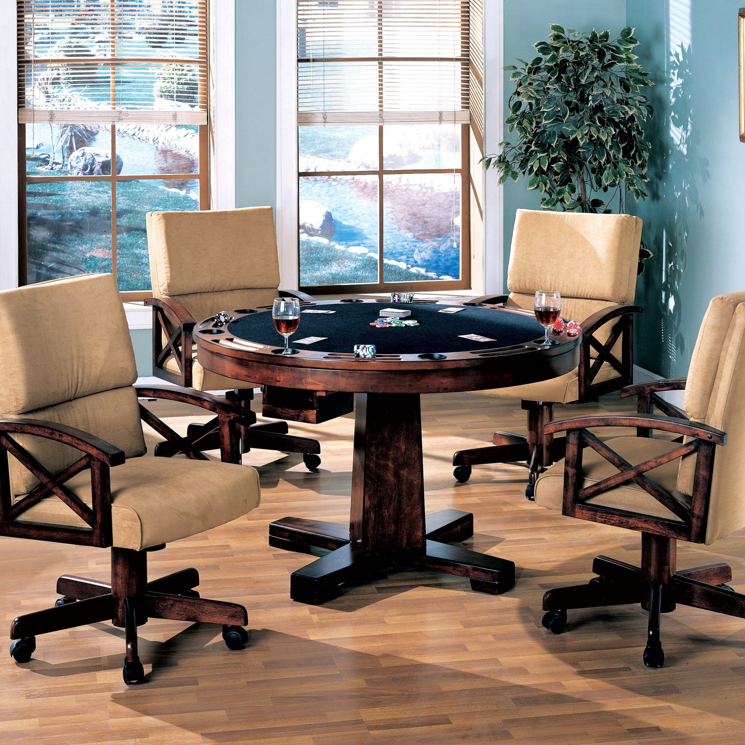Poker Table Chairs Pertaining To Pemberly Row Replicated Wood Coffee Tables (View 8 of 11)