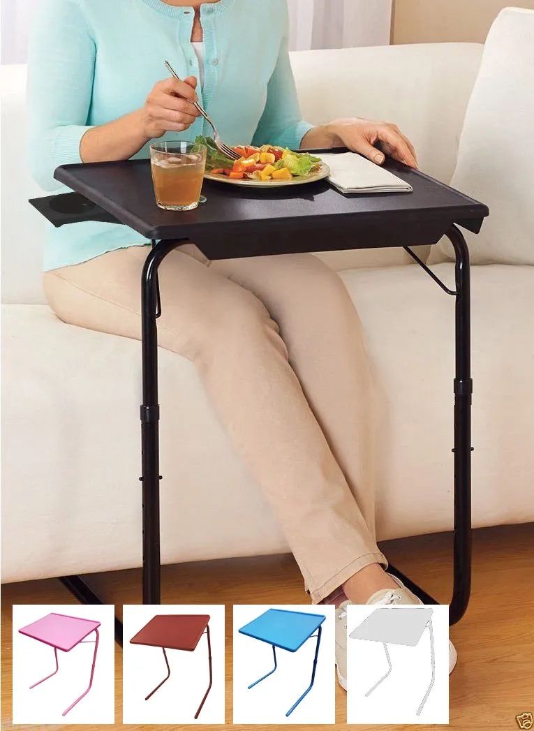 Portable & Foldable Comfortable Adjustable Tv Tray Table Stand + Cup Holder  New | Ebay With Regard To Foldable Portable Adjustable Tv Stands (View 14 of 15)
