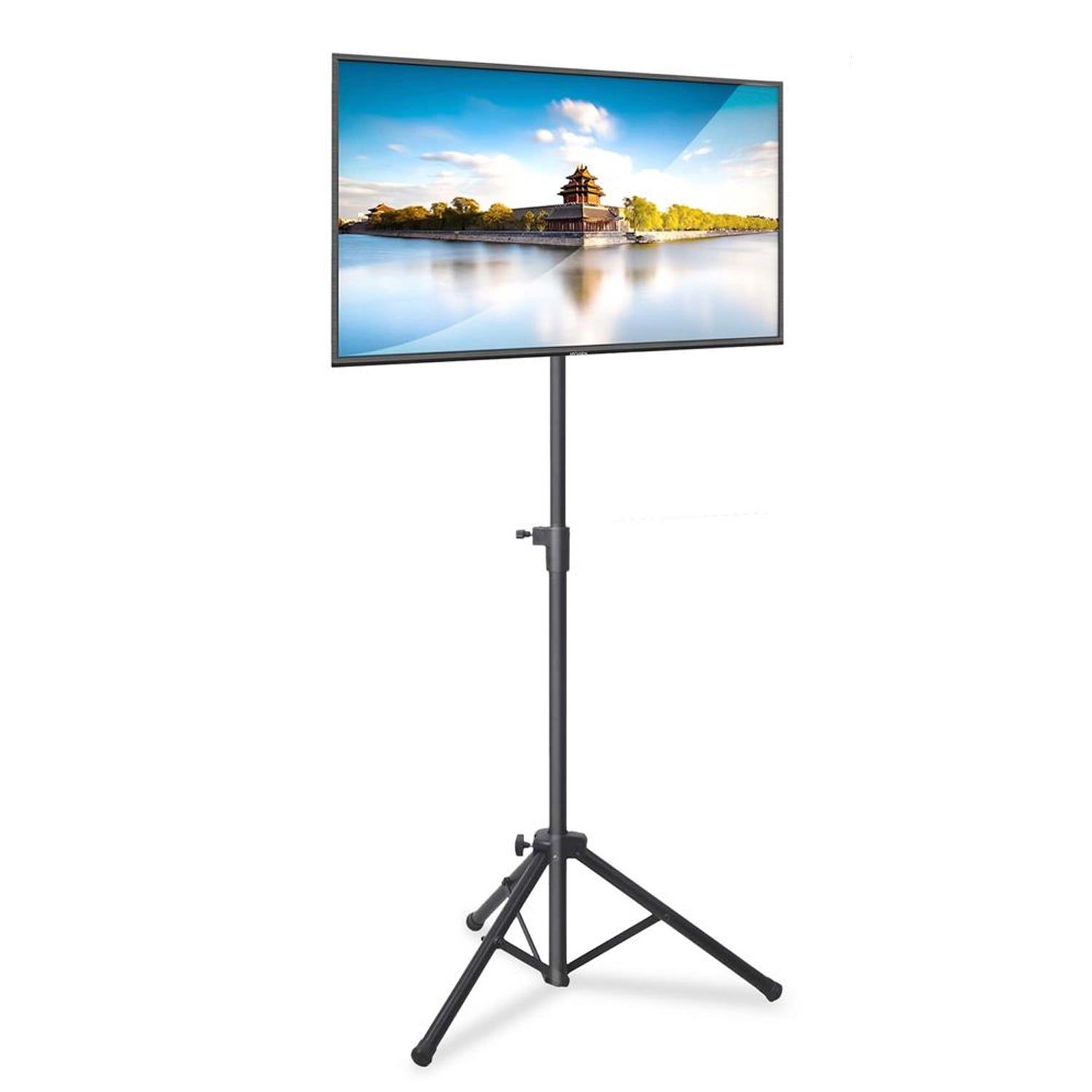 Pyle Foldable Portable Adjustable Height Steel Tripod Flatscreen Tv Stand,  Black – Walmart Inside Foldable Portable Adjustable Tv Stands (Photo 1 of 15)