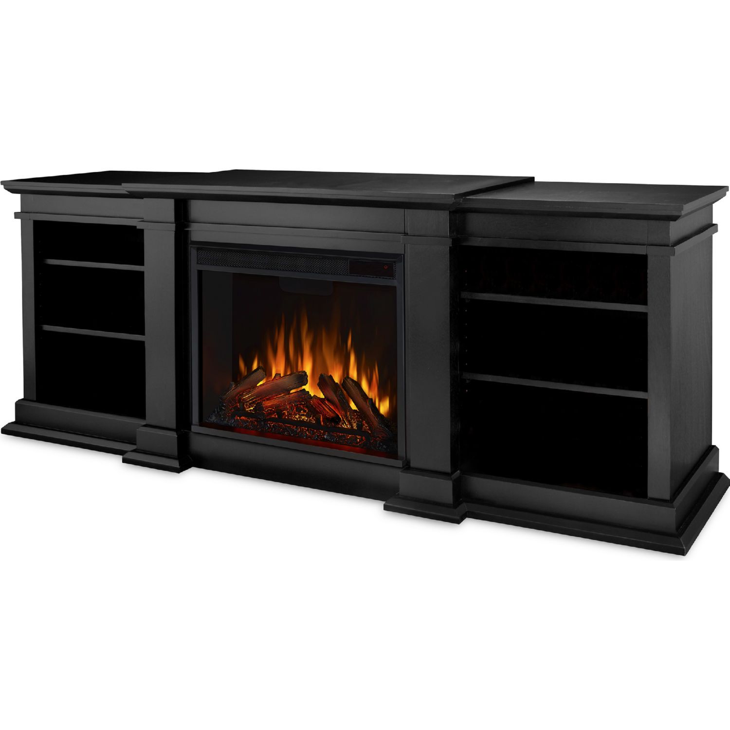 Real Flame G1200E B Fresno 72" Tv Stand W/ Electric Fireplace In Black With Tv Stands With Electric Fireplace (Photo 15 of 15)