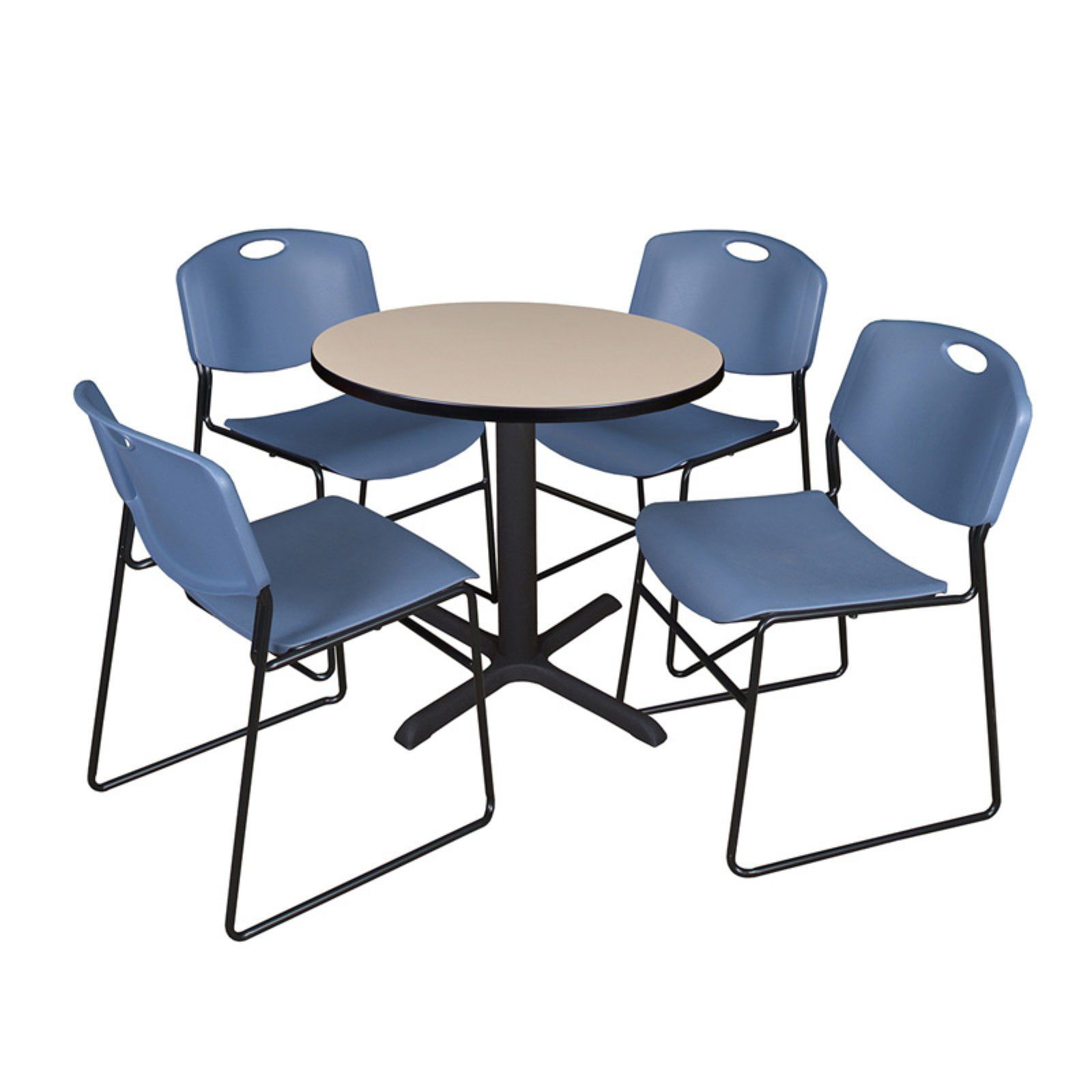 Regency Cain Round Breakroom Table With 4 Stackable Zeng Chairs –  Walmart With Regard To Regency Cain Steel Coffee Tables (View 2 of 15)