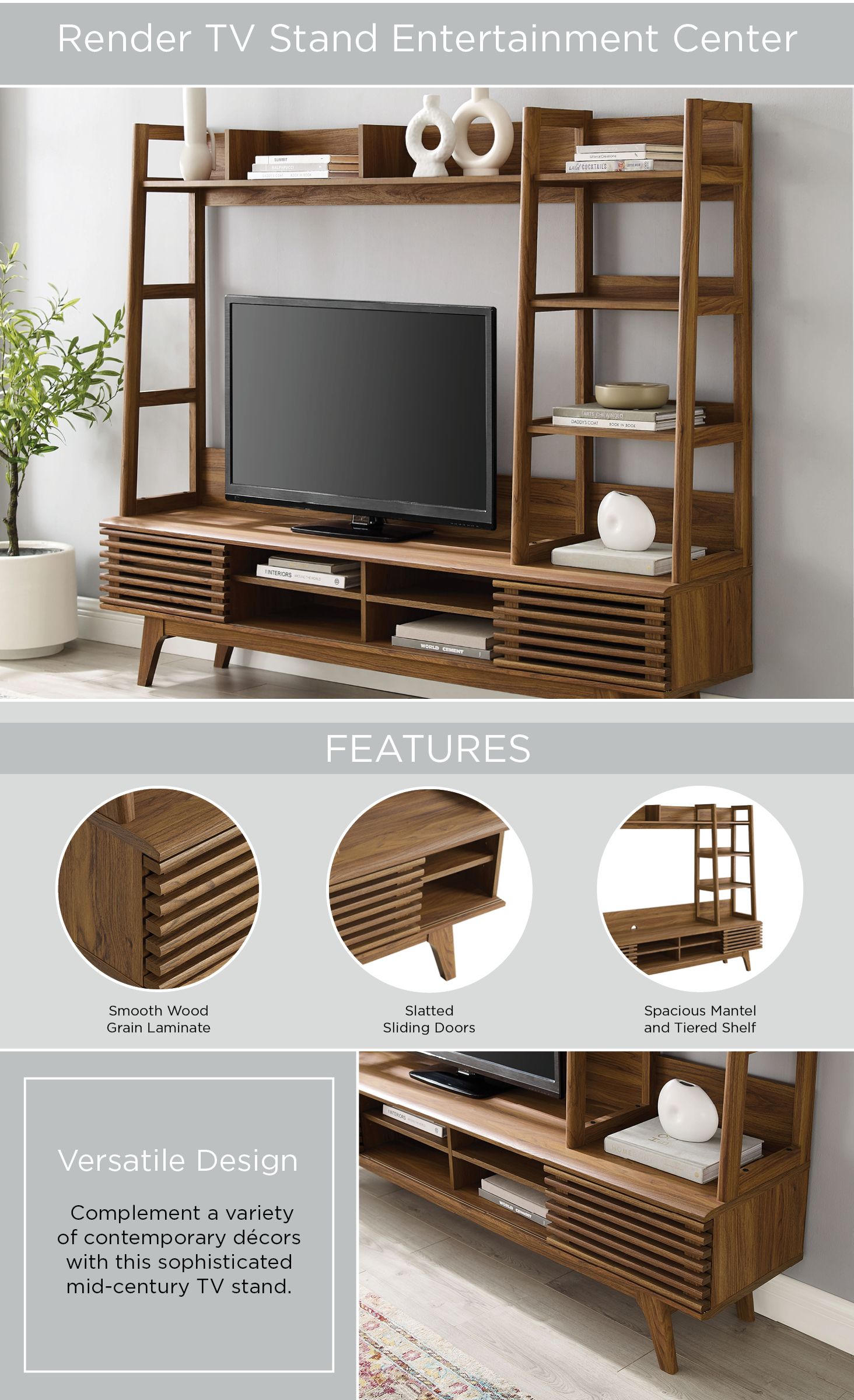 Render Tv Stand Entertainment Center — Lexmod Within Mid Century Entertainment Centers (View 15 of 15)