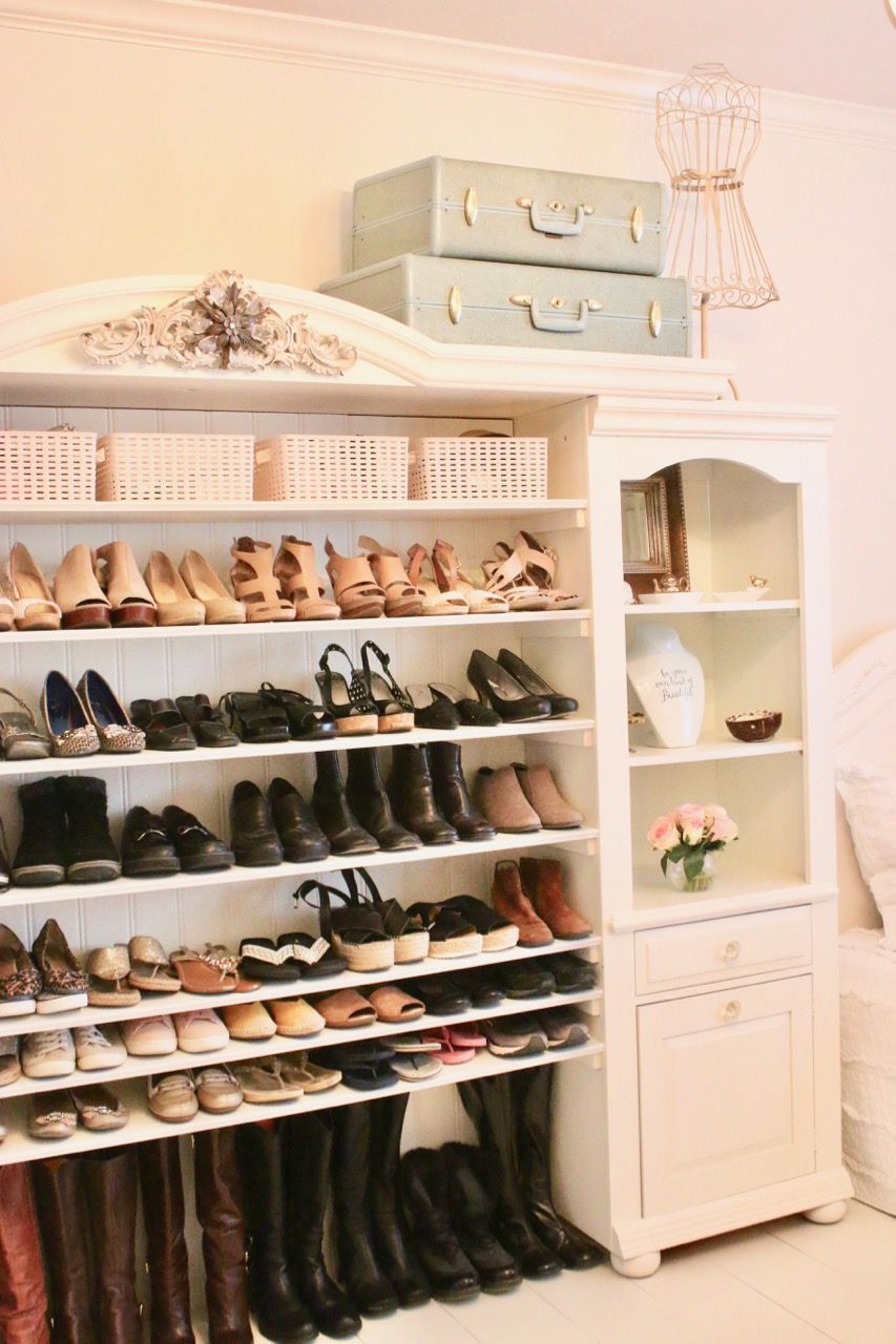 Repurposed Entertainment Center To Shoe Storage Cabinet – Design Dazzle Within Entertainment Center With Storage Cabinet (View 5 of 15)