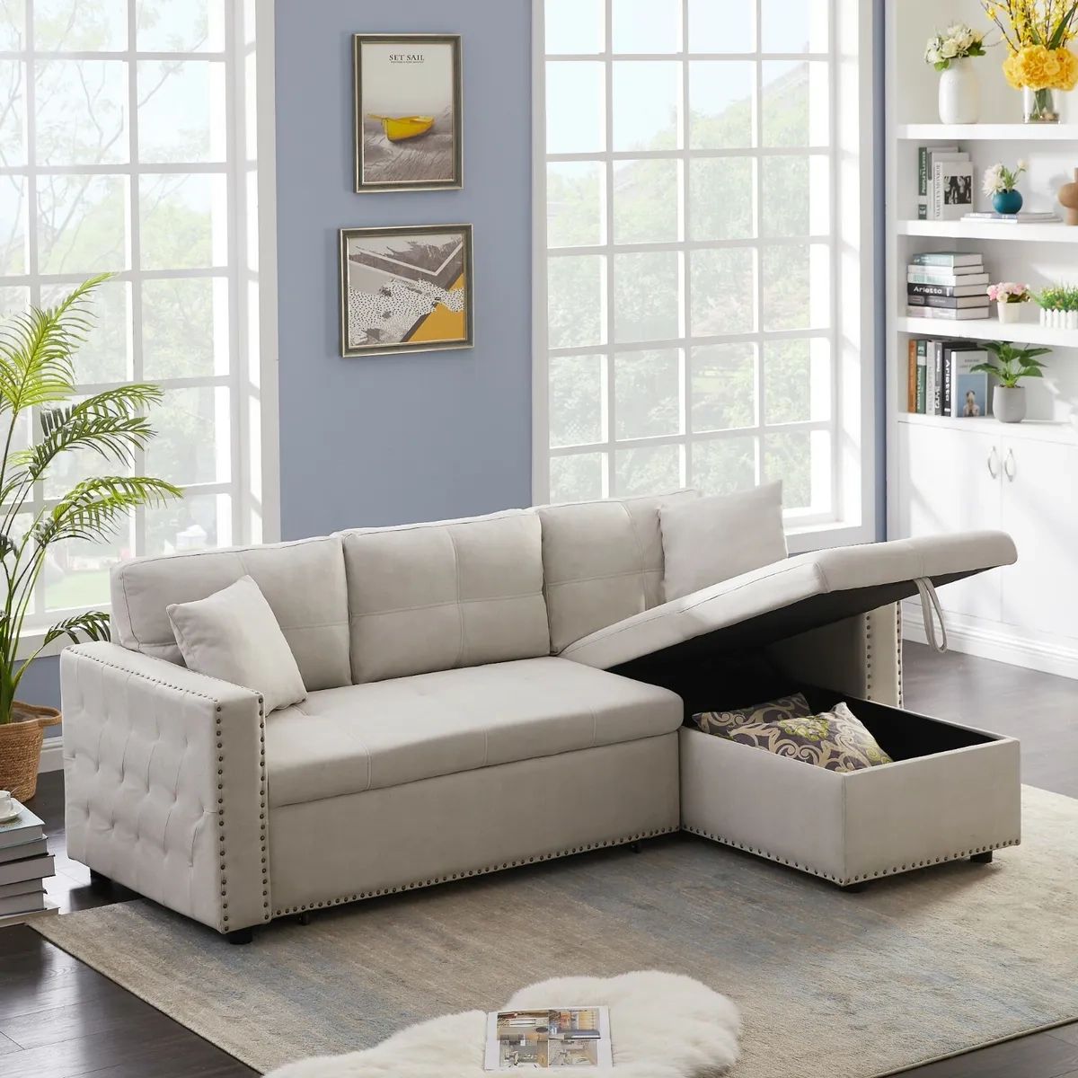 Reversible Sectional Leather Sofa Set Pull Off Bed Sofa L Shaped Corner  Couch | Ebay Within Microfiber Sectional Corner Sofas (View 9 of 15)