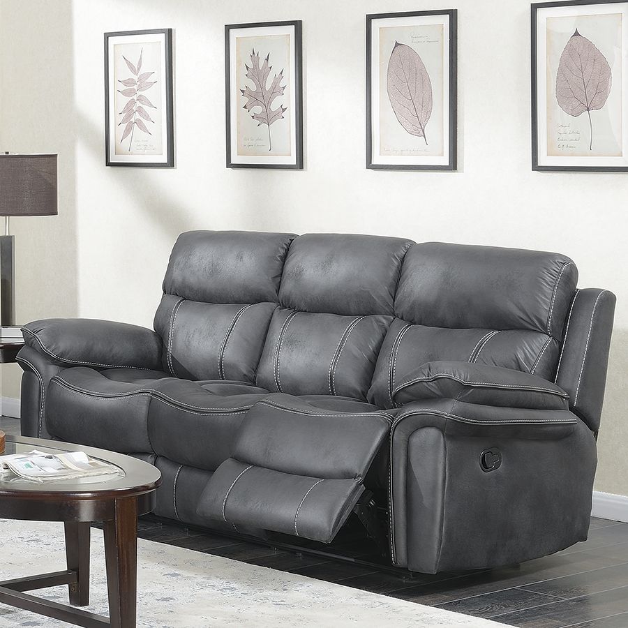 Richmond Charcoal Grey Leather 3 Seat Reclining Sofa | Free Delivery Intended For Sofas In Dark Grey (View 4 of 15)