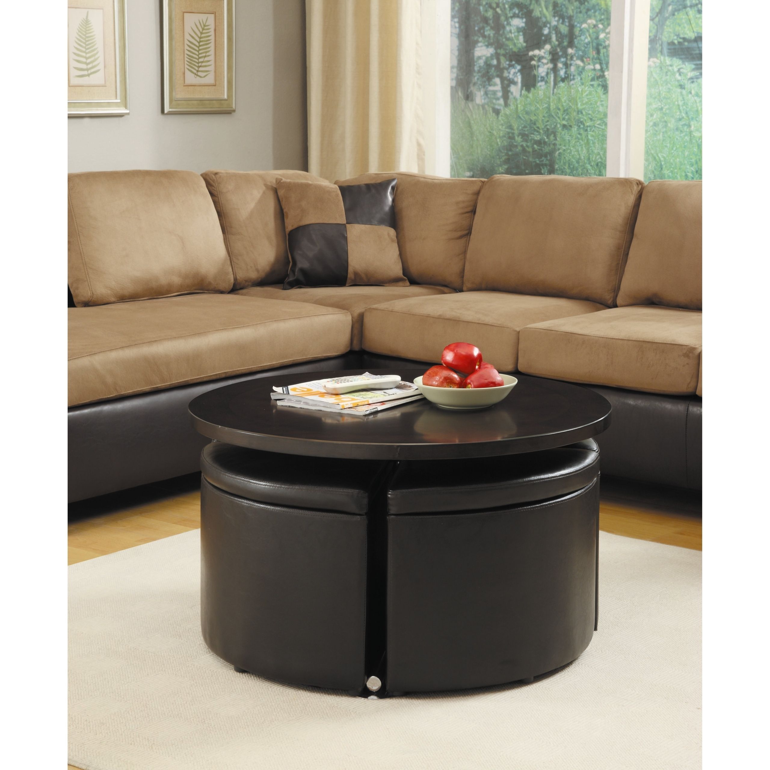 Round Ottoman Coffee Table With Storage – Foter With Round Coffee Tables With Storage (Photo 7 of 15)