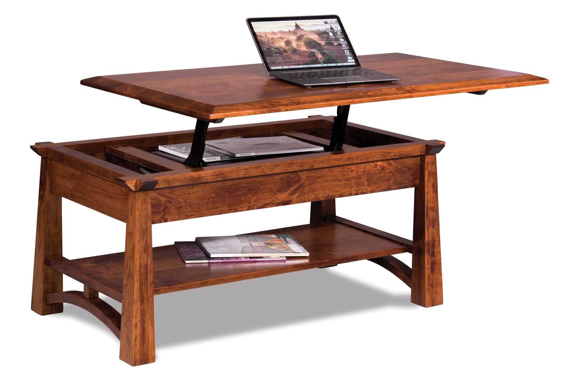 Rustic Cherry Wood Lift Top Coffee Table From Dutchcrafters Amish Throughout Wood Lift Top Coffee Tables (View 9 of 15)