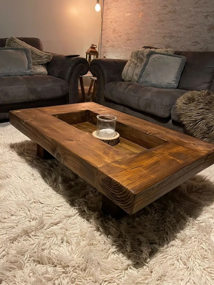 Rustic Handmade Solid Wood Sleeper Coffee Table Xtra Large Xtra Wide  Version | Ebay Within Rustic Wood Coffee Tables (Photo 9 of 15)