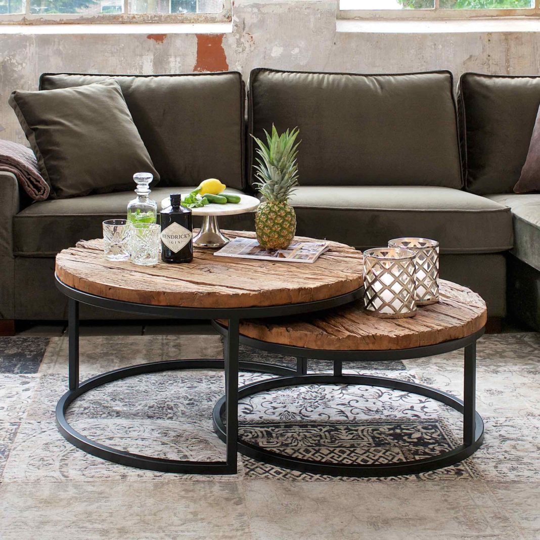 Rustic Recycled Wood Coffee Table Nest – Juliettes Interiors Within Rustic Coffee Tables (View 10 of 15)