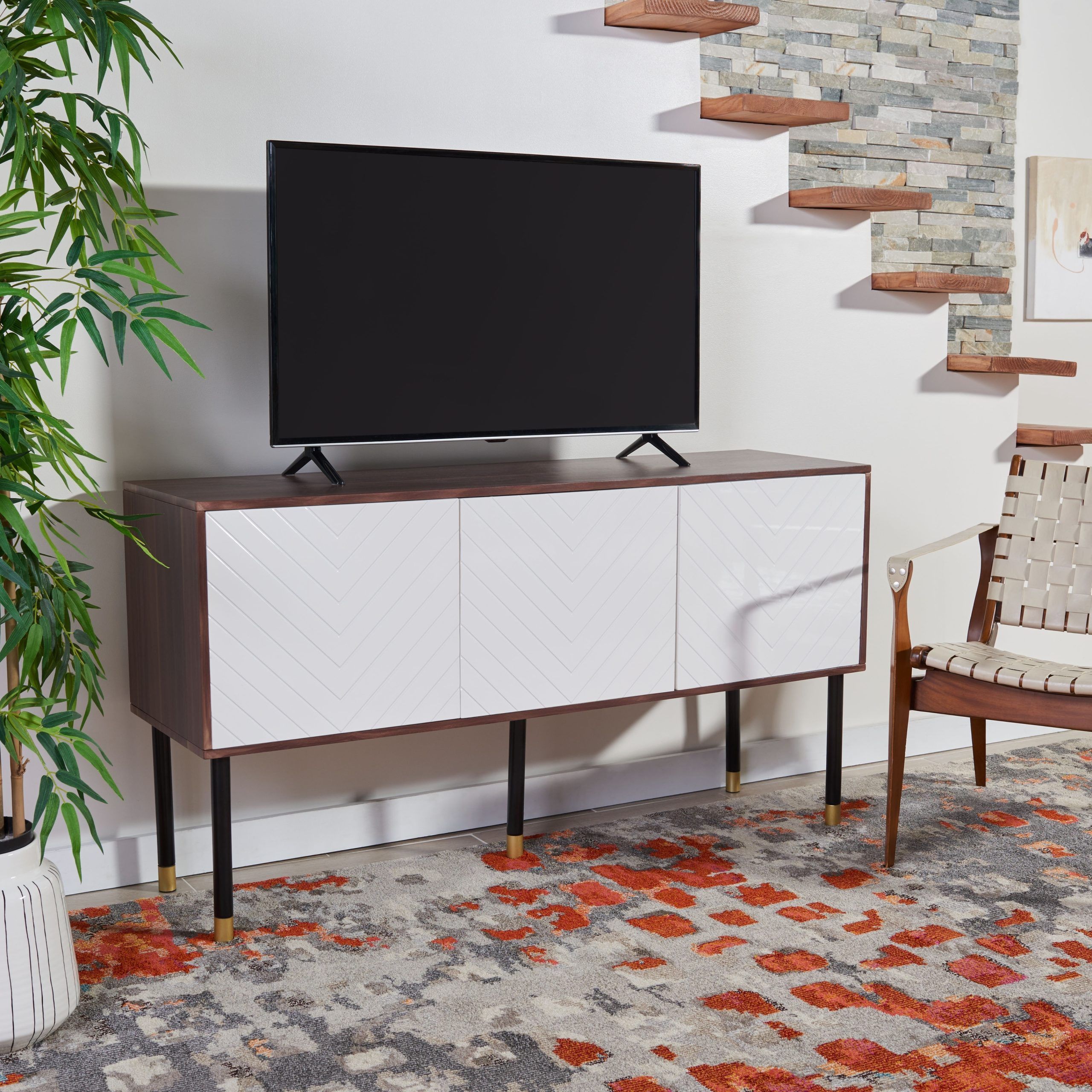 Safavieh Oakley Mid Century Modern Media 55" Tv Stand – 55.1" W X 15.8" L X  29.5" H – On Sale – Bed Bath & Beyond – 30385285 With Regard To Oaklee Tv Stands (Photo 14 of 15)