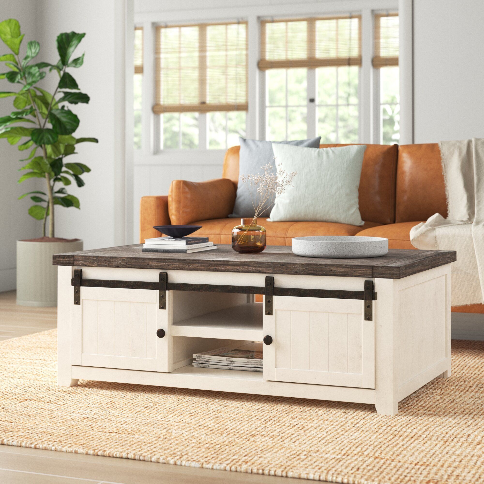 Sand & Stable Coffee Table & Reviews | Wayfair Pertaining To Coffee Tables With Storage And Barn Doors (Photo 4 of 15)