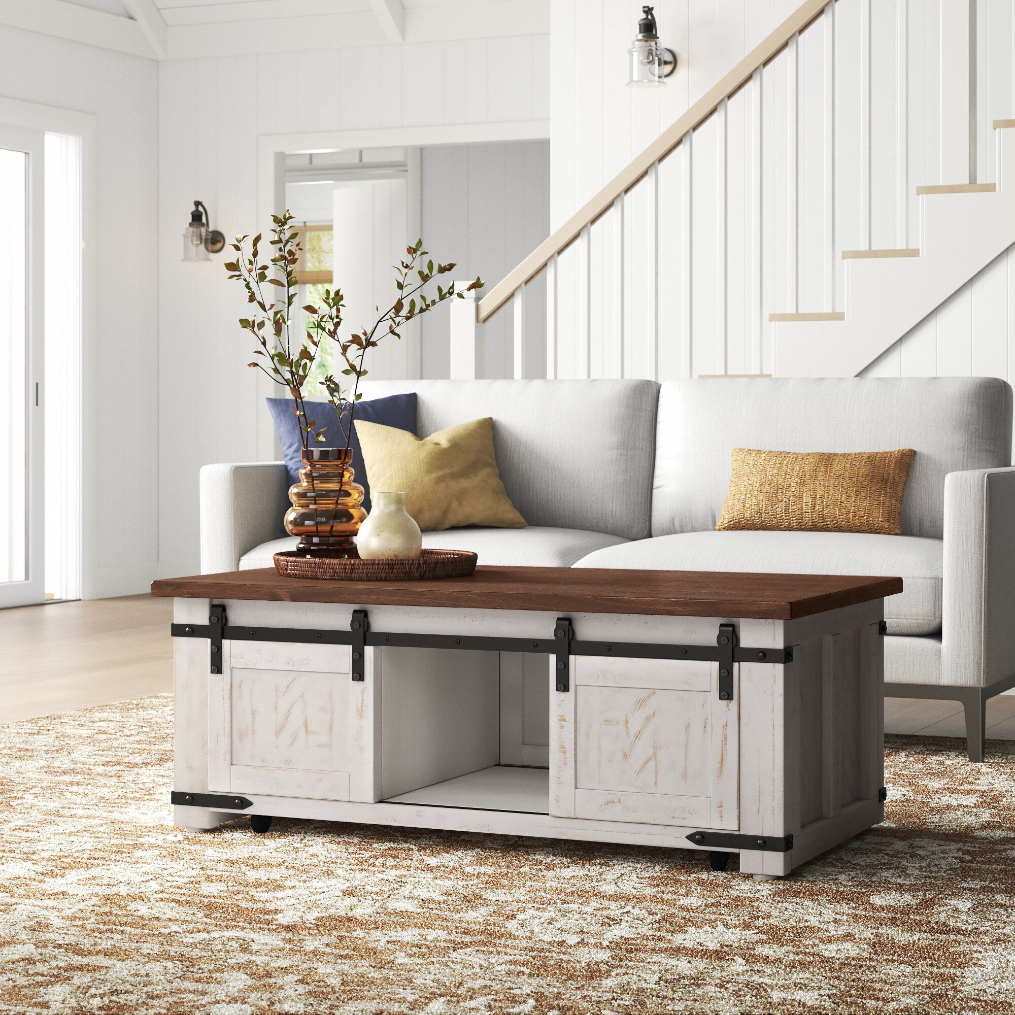 Sand & Stable Sean Coffee Table & Reviews | Wayfair With Regard To Coffee Tables With Sliding Barn Doors (Photo 9 of 15)