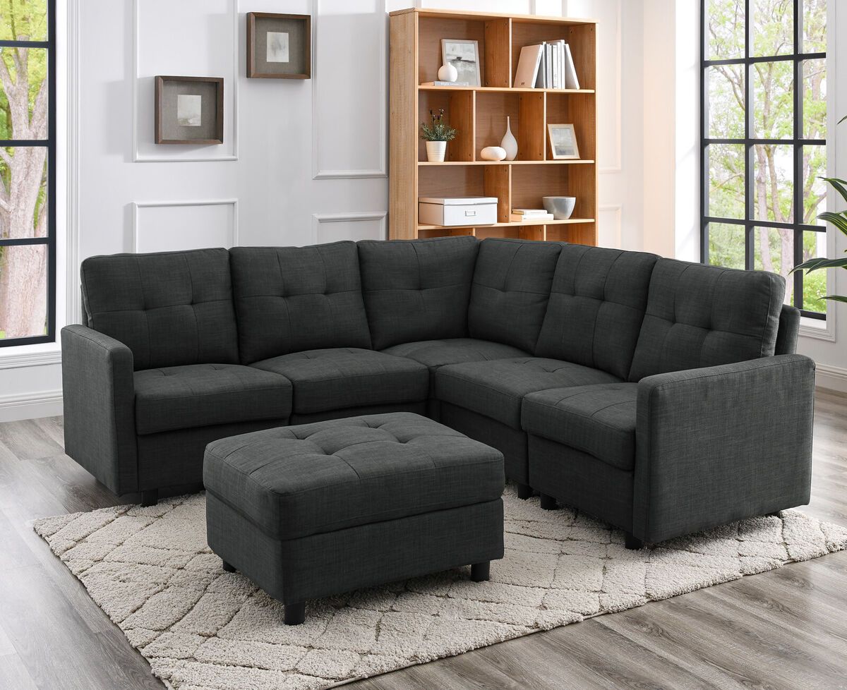 Sectional Sofa Set Modern Linen Fabric With Reversible Chaise L Shaped Couch  | Ebay Inside L Shape Couches With Reversible Chaises (View 5 of 15)