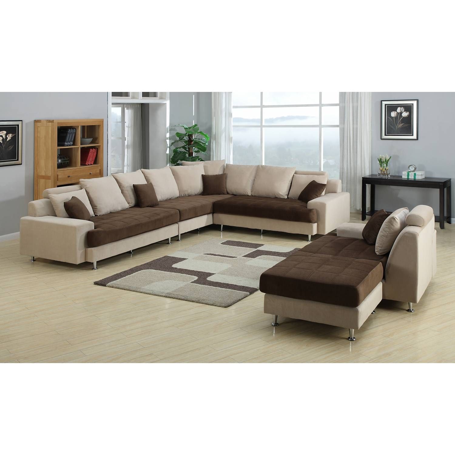 Sectional Sofa With Ottoman – Foter Within 2 Tone Chocolate Microfiber Sofas (View 15 of 15)