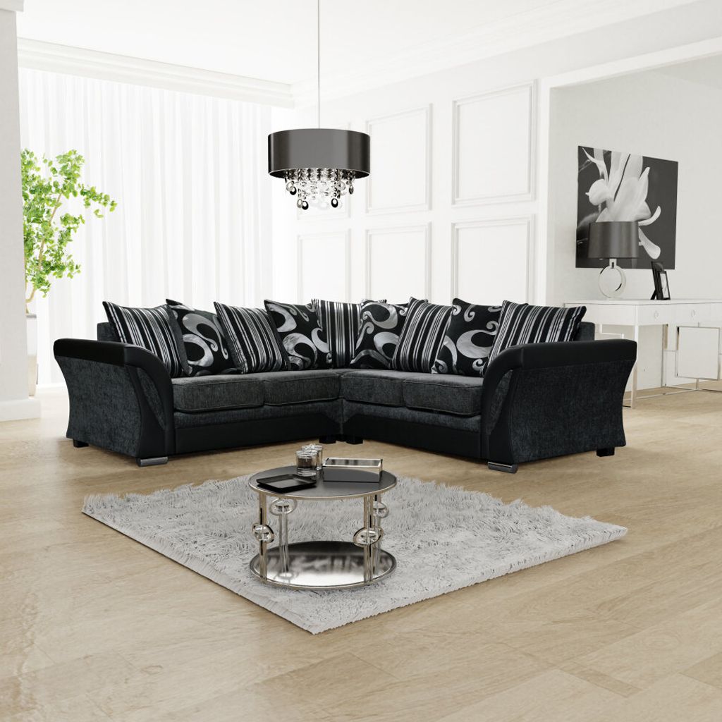 Shannon Corner – 3 And 2 Seater Sofa Set – Tender Sleep Furniture In Sofas In Black (View 8 of 15)